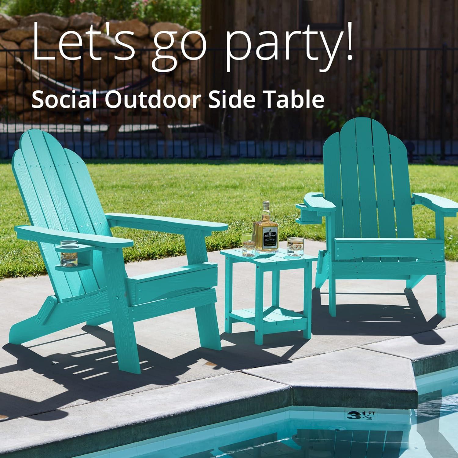 Mesa Lateral Exterior LUE BONA Azul Aruba HDPS 2 Niveles