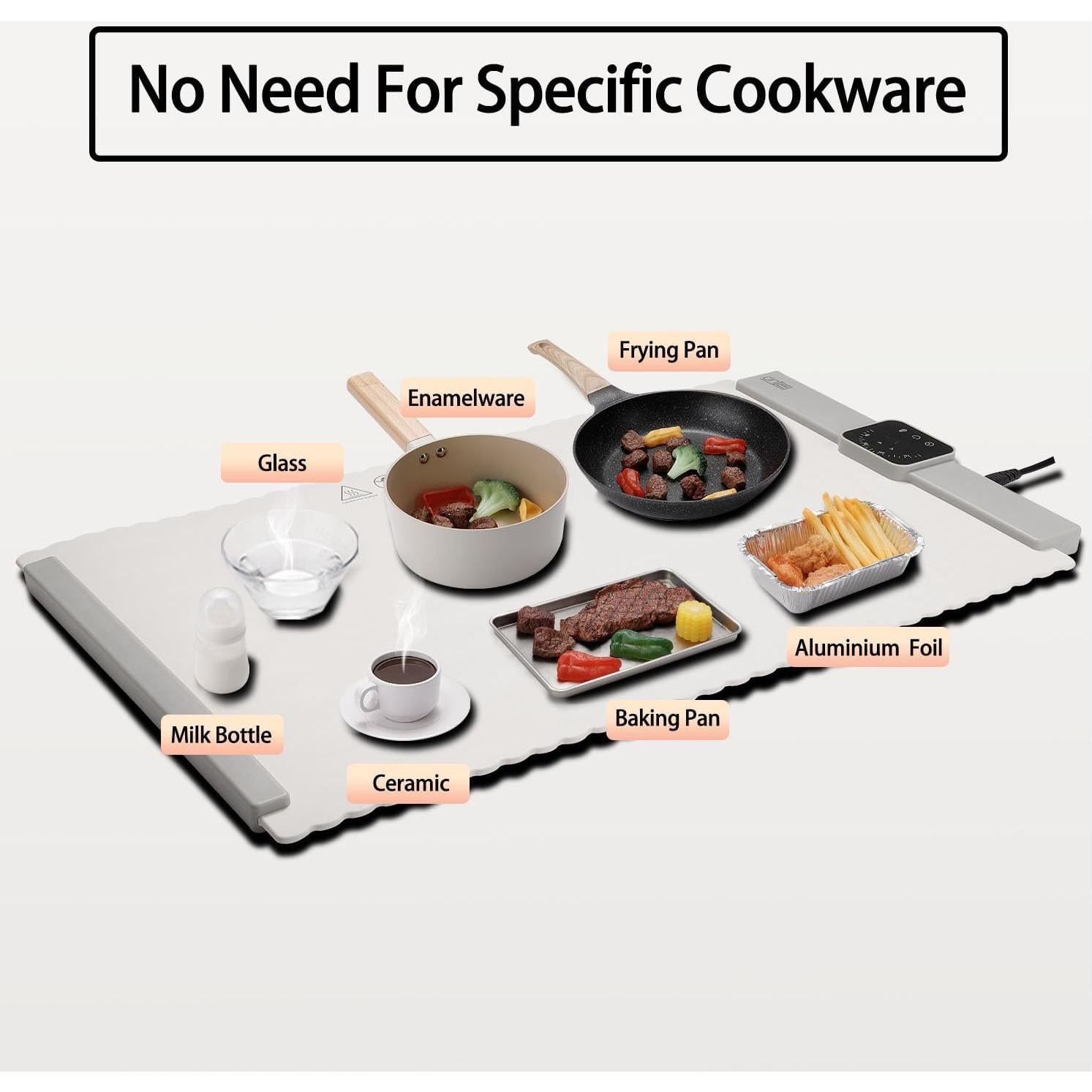 Bandeja Calentadora Eléctrica BTUP 66x39cm 5 Temperaturas Crema