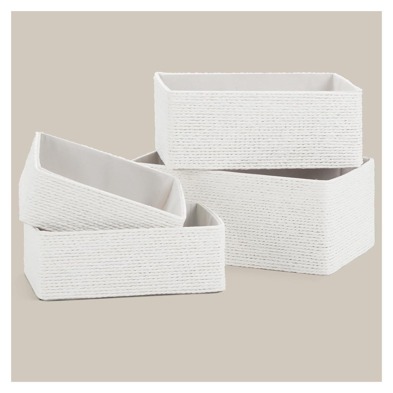 Cesta de Almacenamiento de Mimbre PROLAND - Juego de 4 Cestas Tejidas