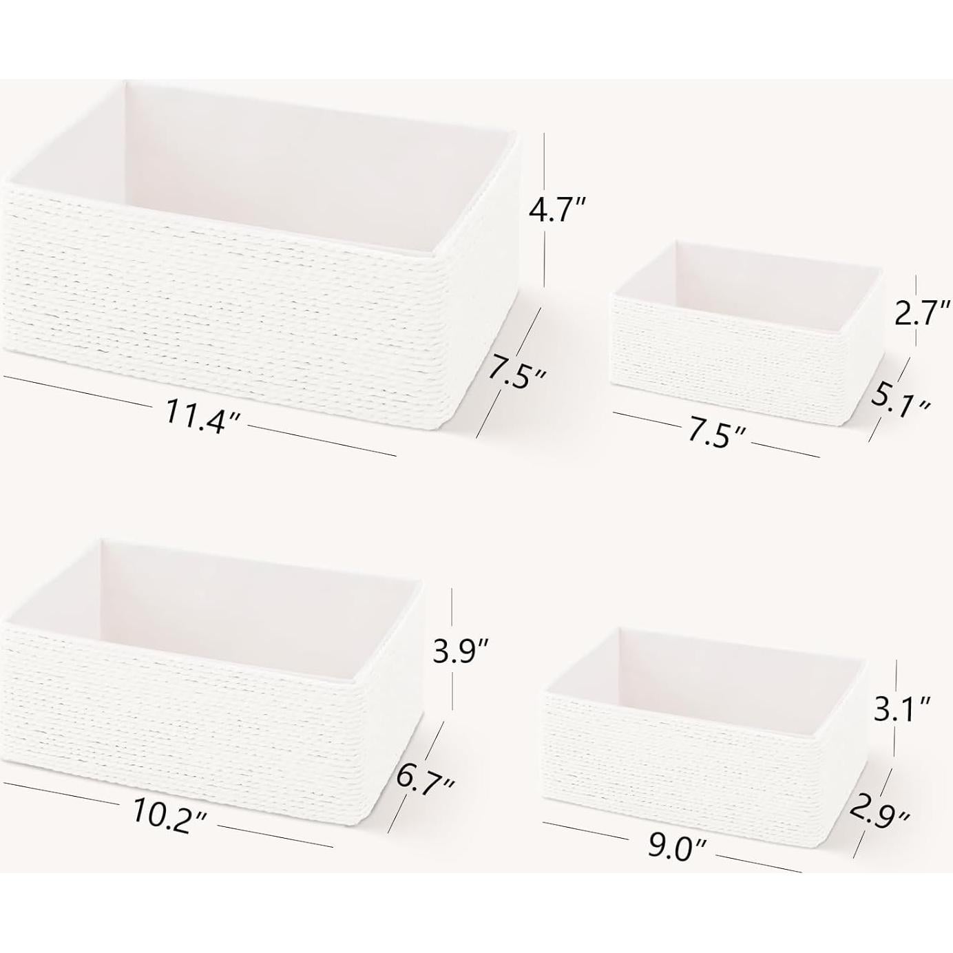 Cesta de Almacenamiento de Mimbre PROLAND - Juego de 4 Cestas Tejidas