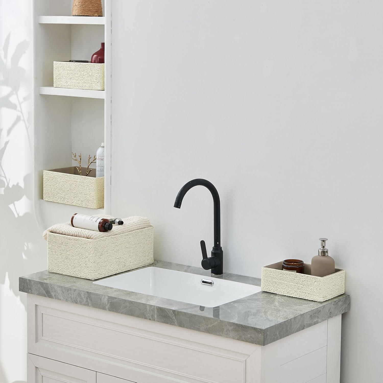 Cesta de Almacenamiento de Mimbre PROLAND - Juego de 4 Cestas Tejidas