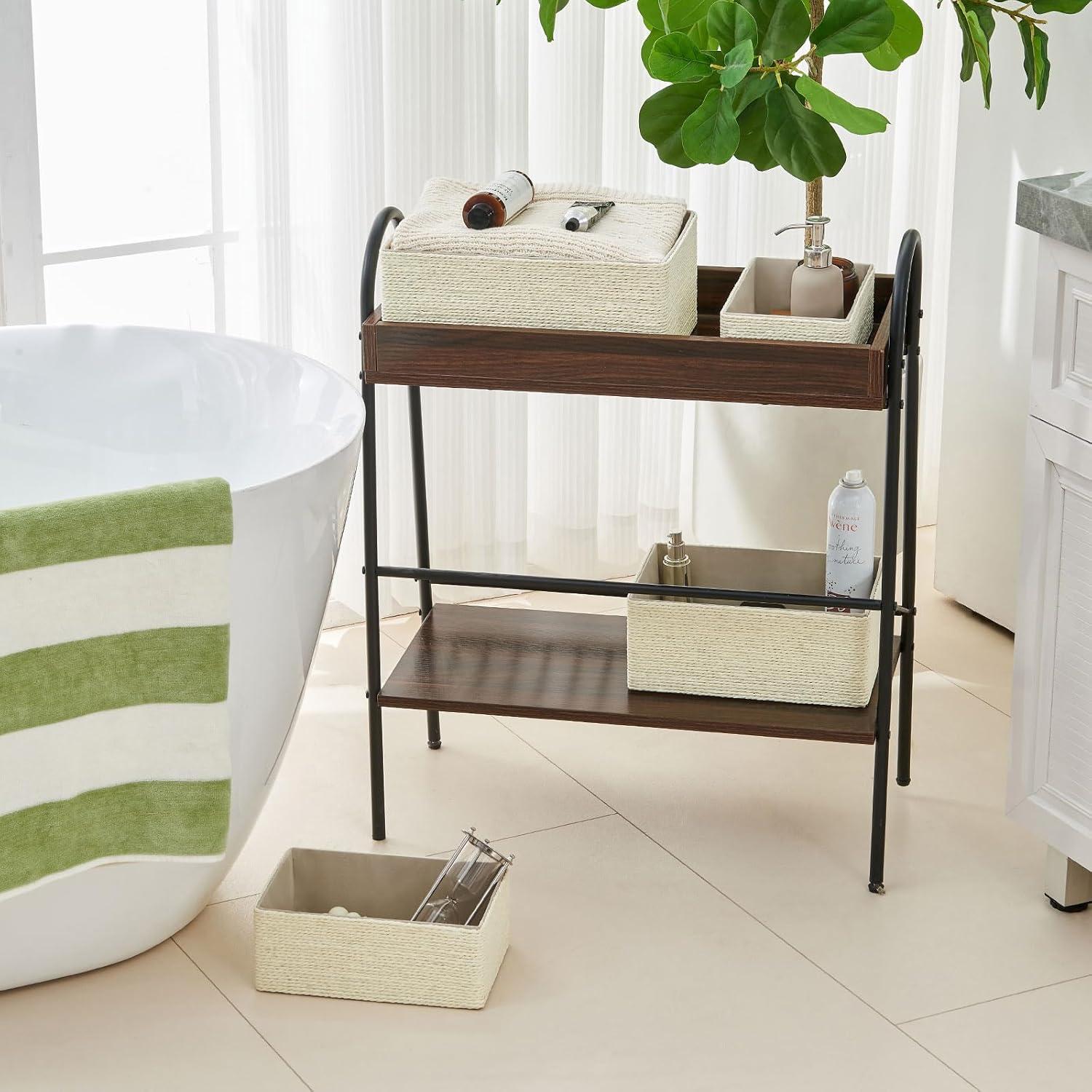 Cesta de Almacenamiento de Mimbre PROLAND - Juego de 4 Cestas Tejidas