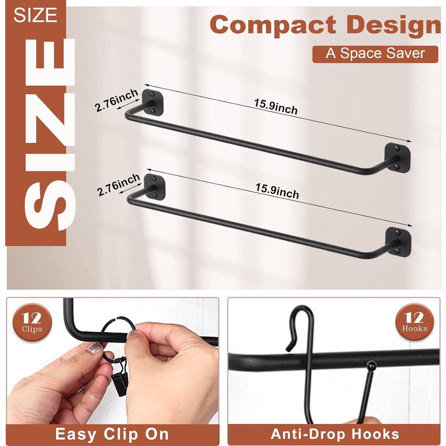 Soporte de Sombreros Montado en Pared HYDERMUS 24 Gorras Negro