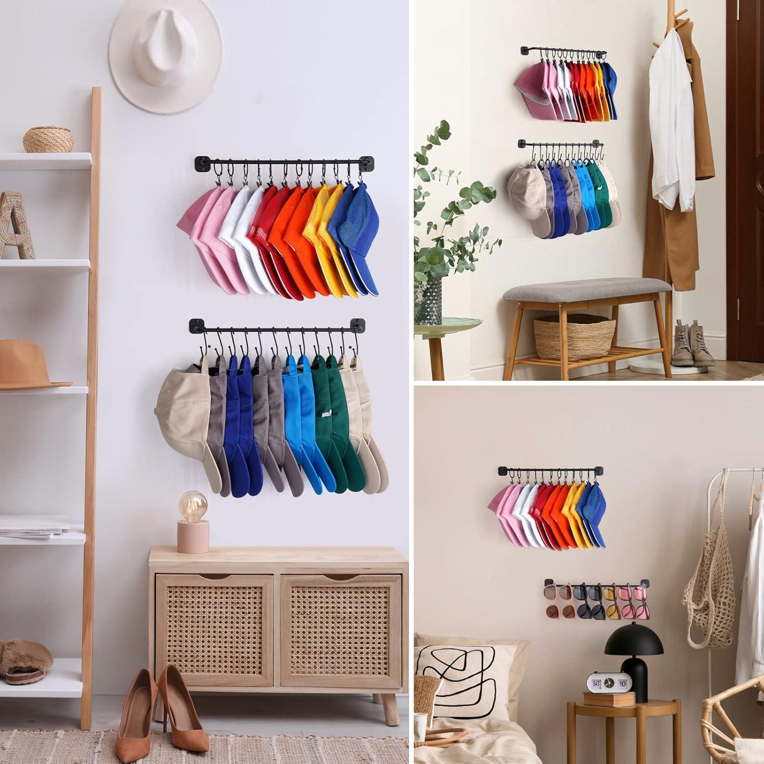 Soporte de Sombreros Montado en Pared HYDERMUS 24 Gorras Negro