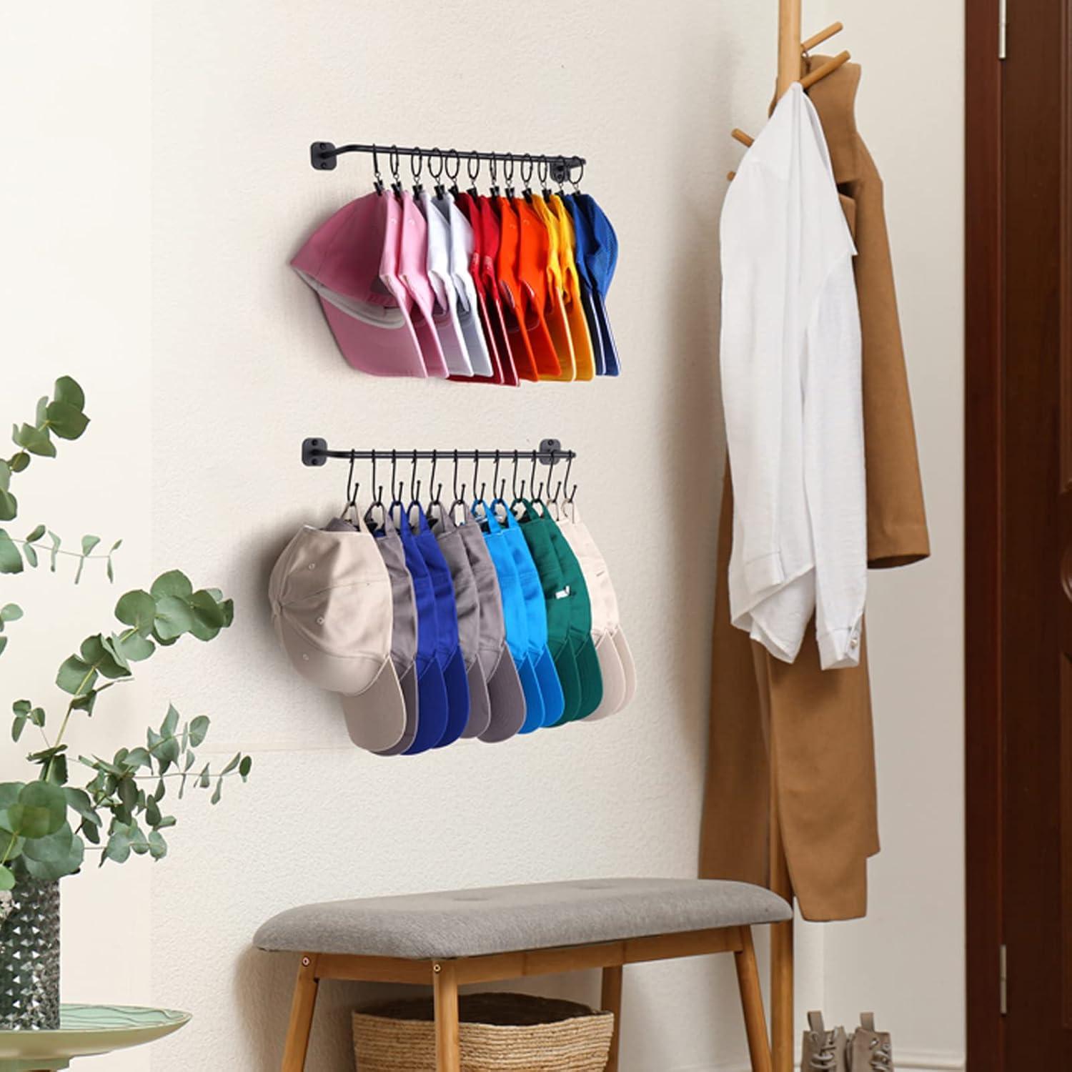 Soporte de Sombreros Montado en Pared HYDERMUS 24 Gorras Negro