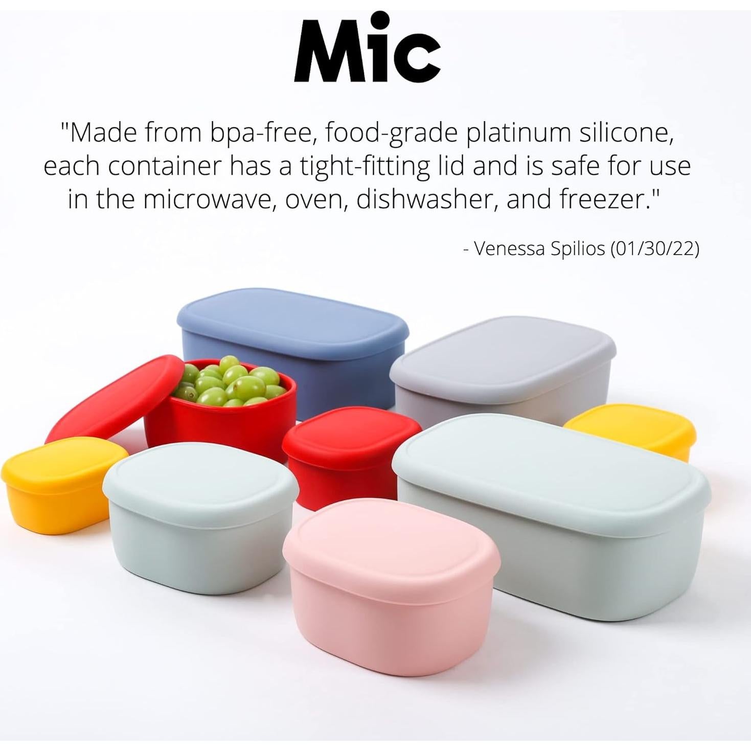 Juego de 3 Contenedores de Silicona Blue Ginkgo - Herméticos y Apto Lavavajillas