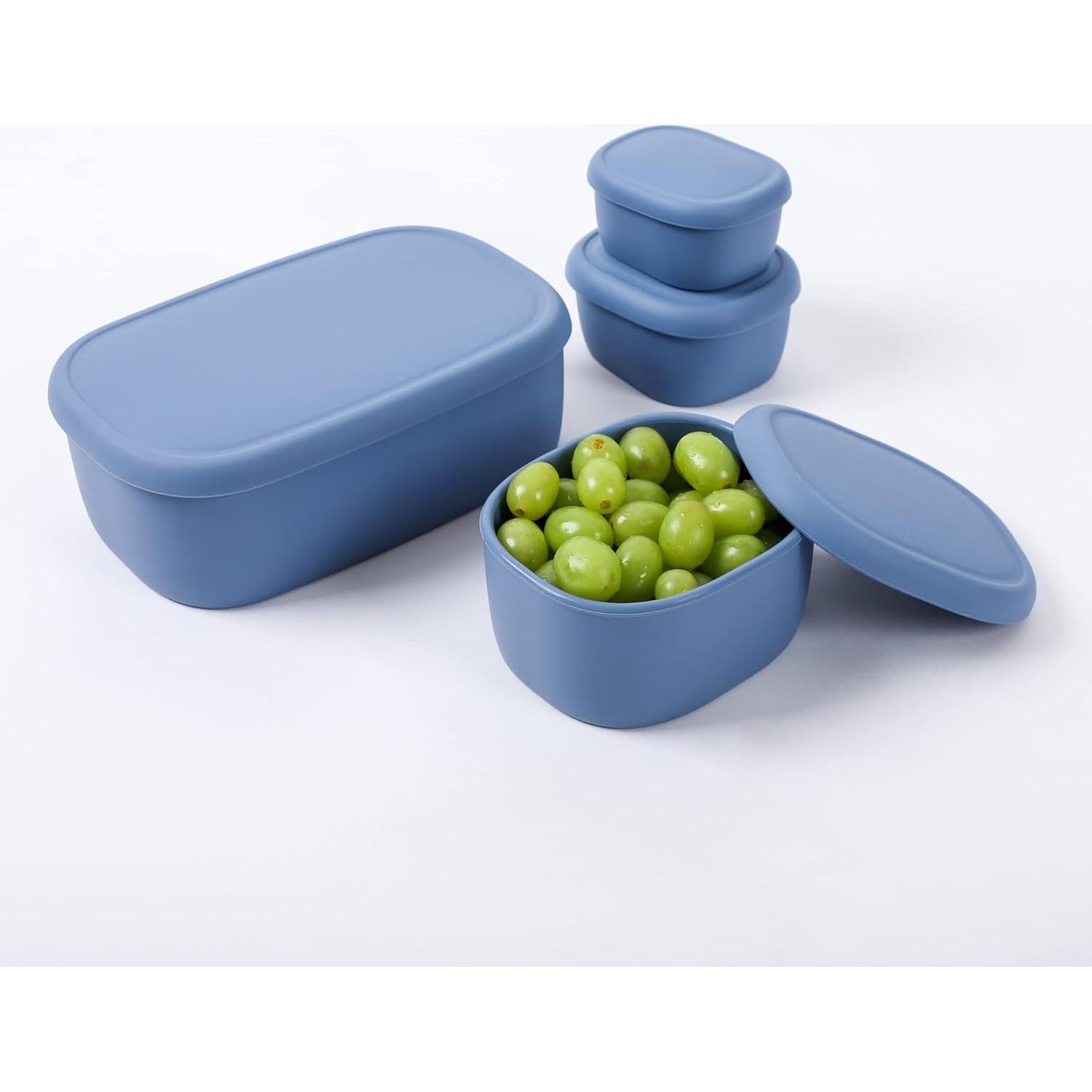 Juego de 3 Contenedores de Silicona Blue Ginkgo - Herméticos y Apto Lavavajillas