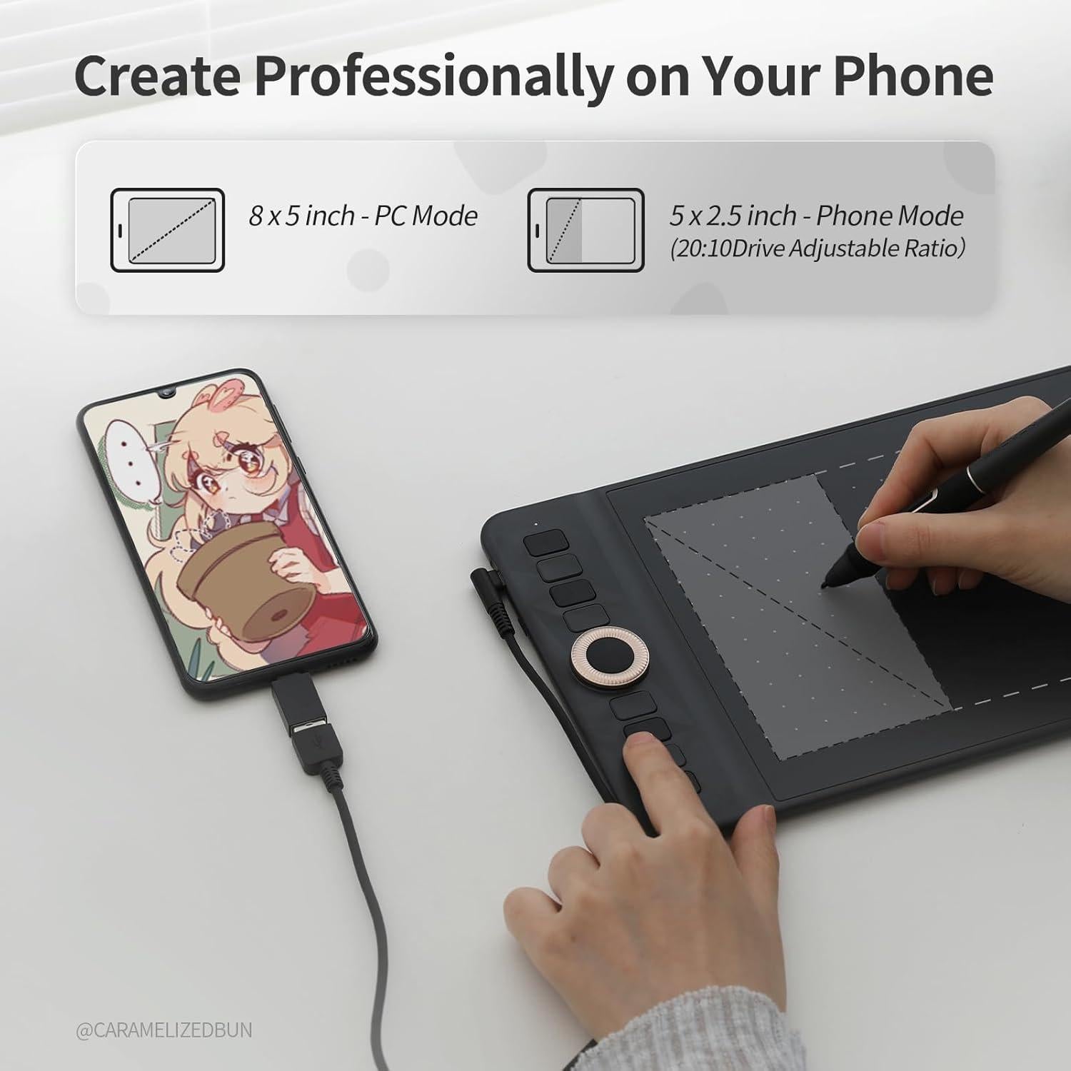 Tableta de Dibujo GAOMON WH851 20,3 x 12,7 cm Bluetooth