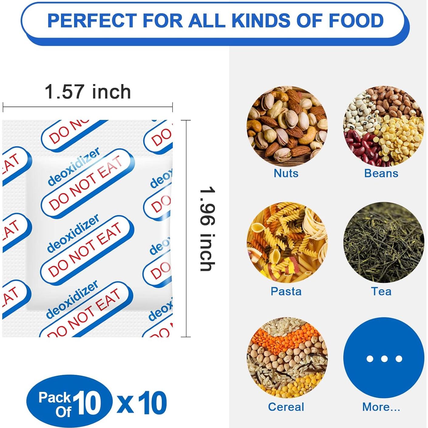 Absorbentes de Oxígeno ZRLEI 400cc - 100 Unidades para Alimentos