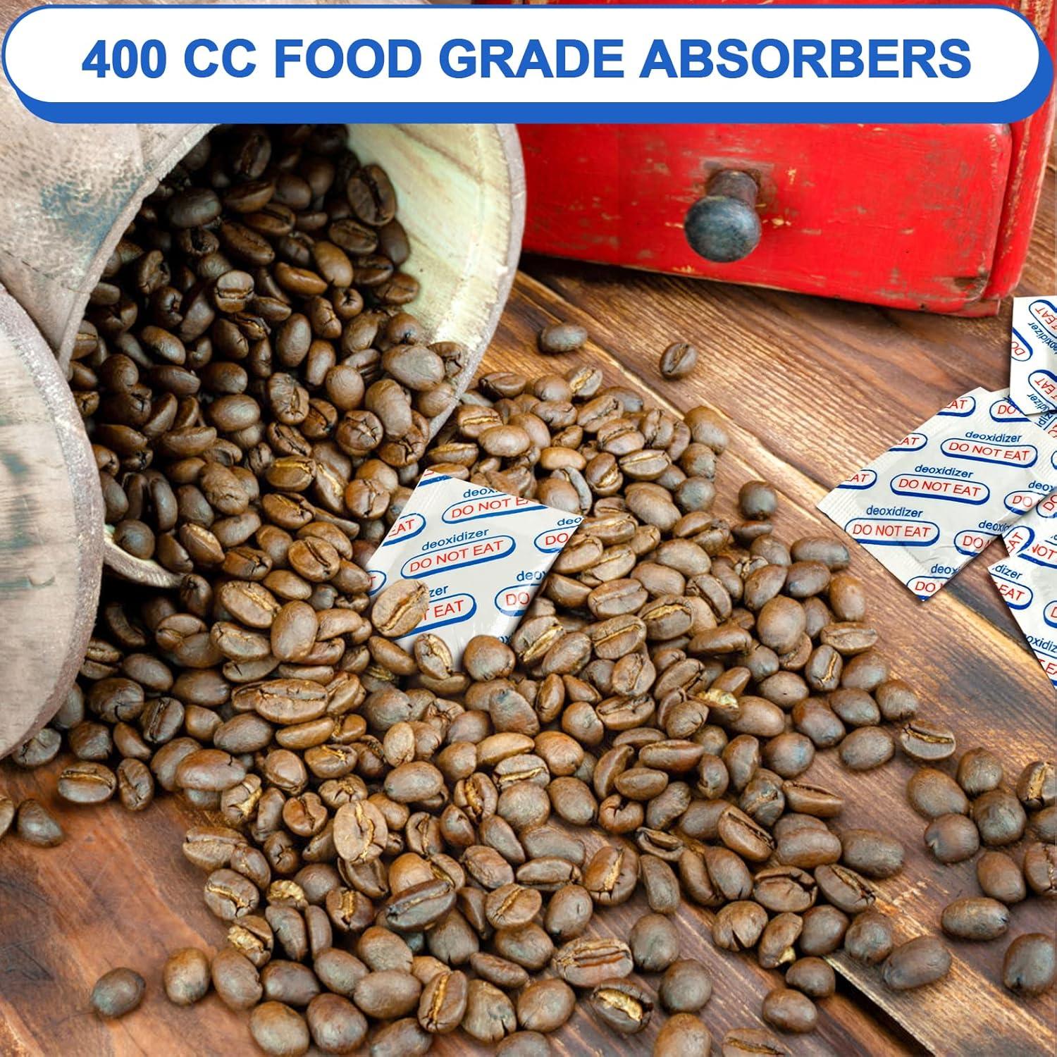 Absorbentes de Oxígeno ZRLEI 400cc - 100 Unidades para Alimentos