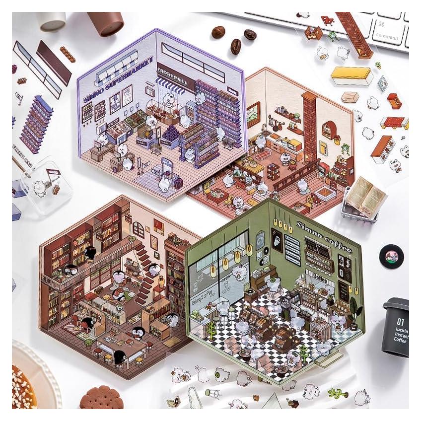 Set de Stickers 3D DIY BRINTRUNG - 4 Piezas Caricatura