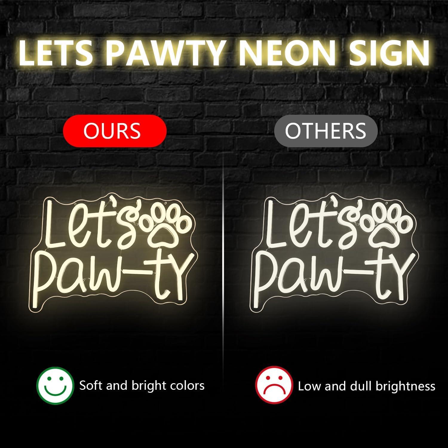 Letrero Neón LED Levantemos Fiesta para Cumpleaños de Perro