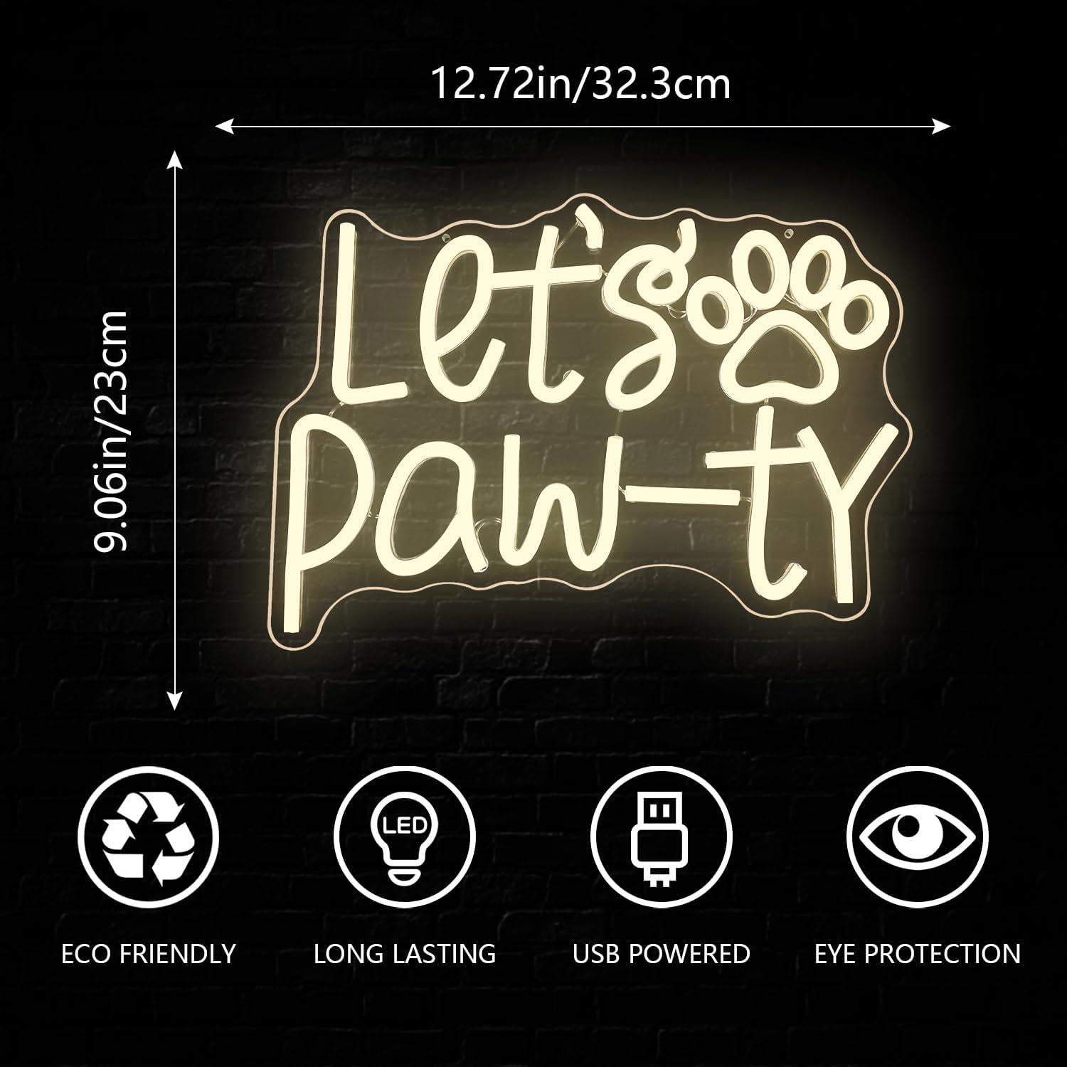 Letrero Neón LED Levantemos Fiesta para Cumpleaños de Perro