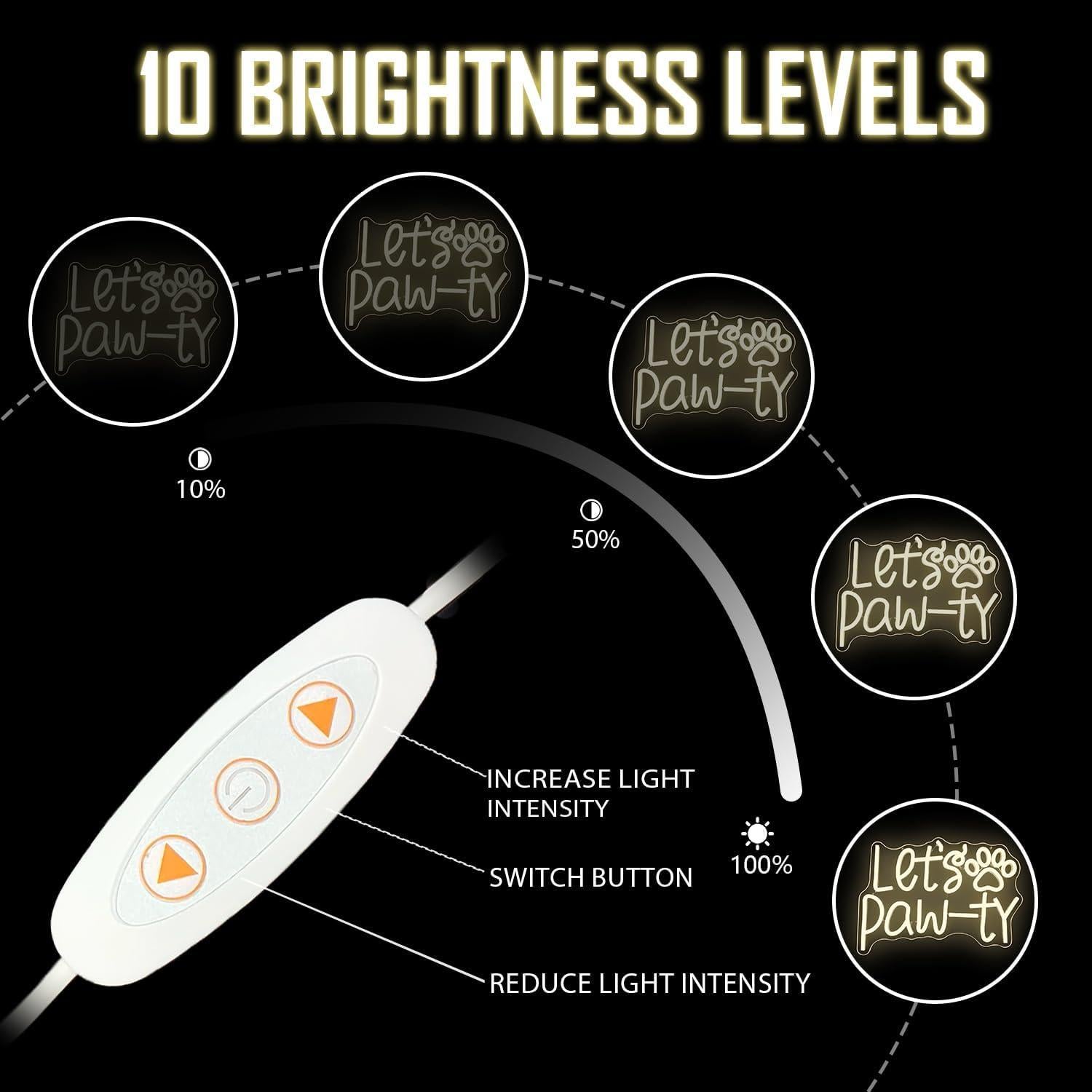 Letrero Neón LED Levantemos Fiesta para Cumpleaños de Perro