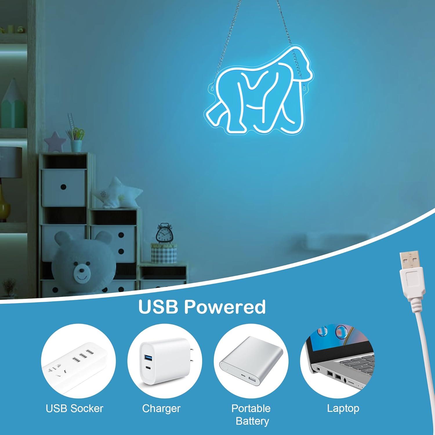 Luz de Neón LED Gorila Ammonite 40.6x30.5cm Decoración