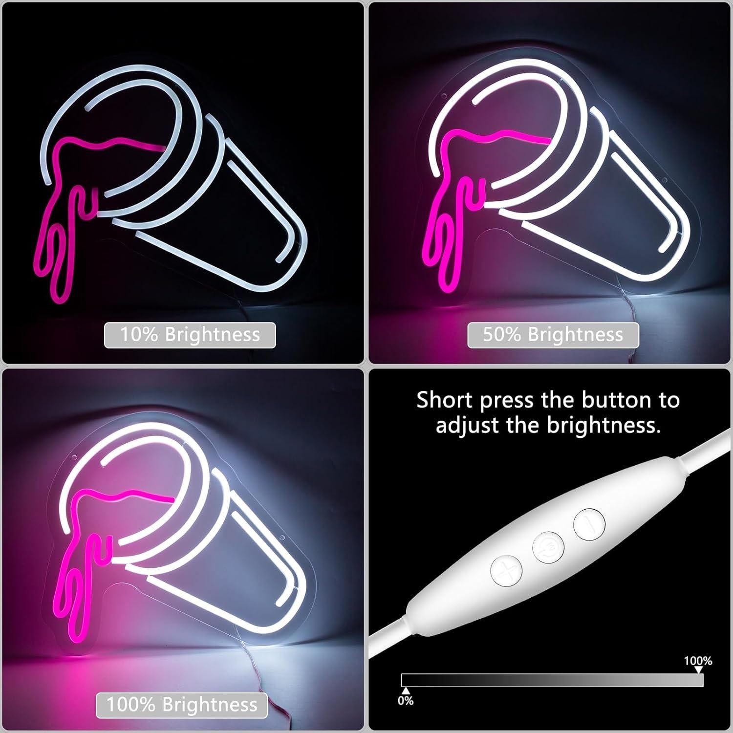 Letrero de Neón Moodlion Doble Tazas LED Regulable 42x32cm