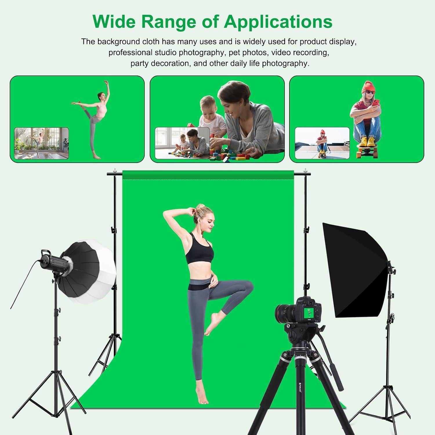 Fondo Chroma Key Verde PULUZ 1.0 x 2.0 m con Clips