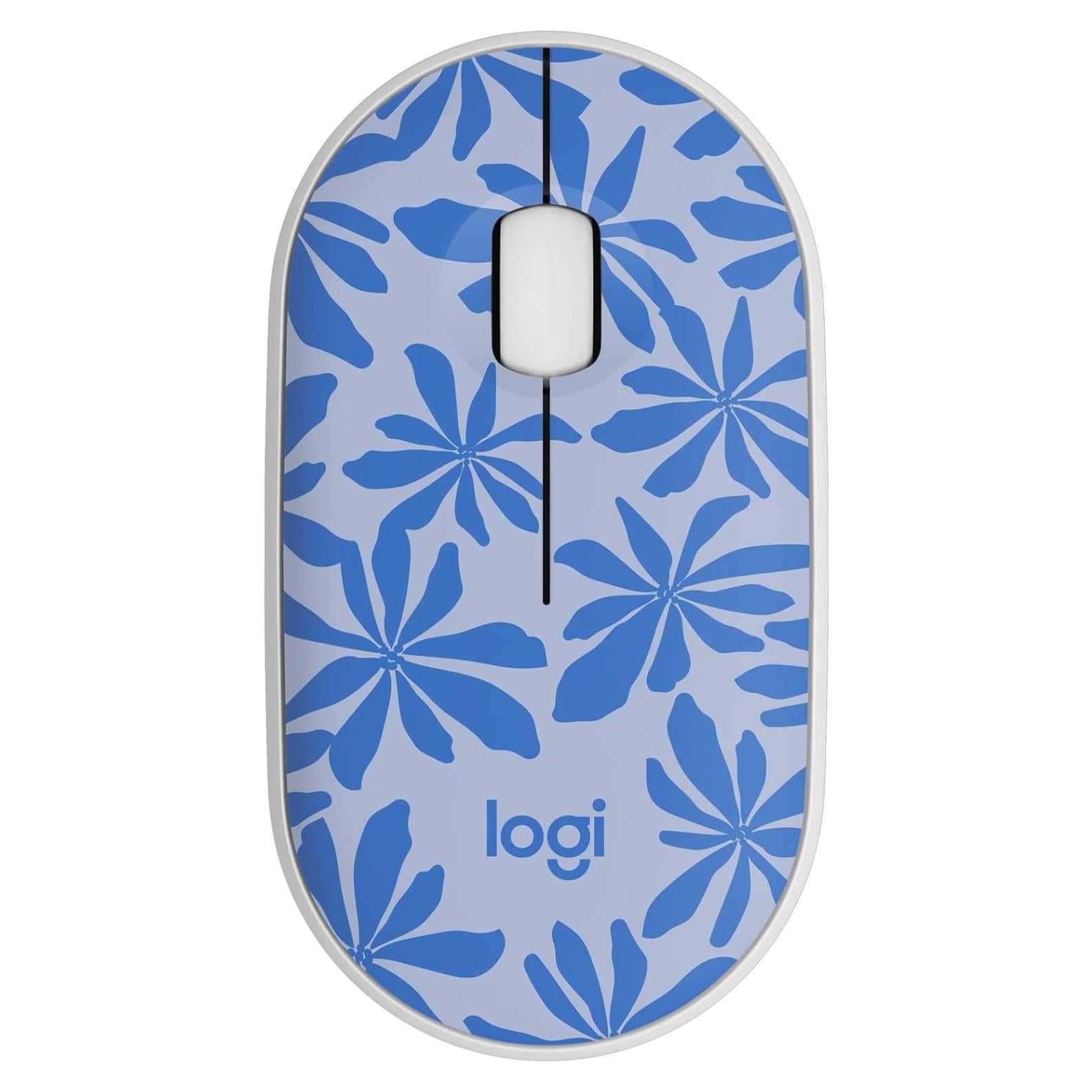 Ratón Inalámbrico Logitech M340 Floral Azul - Silencioso y Compacto