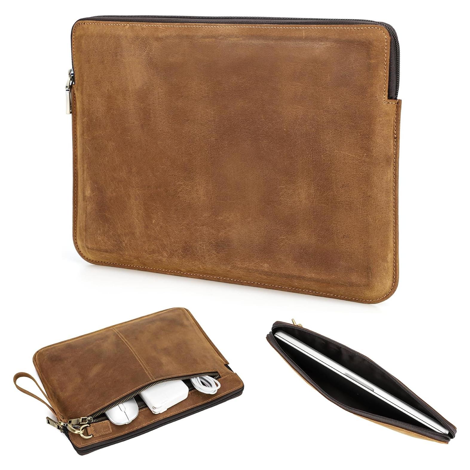 Funda de cuero para laptop 13.3" CataPurus marrón vintage