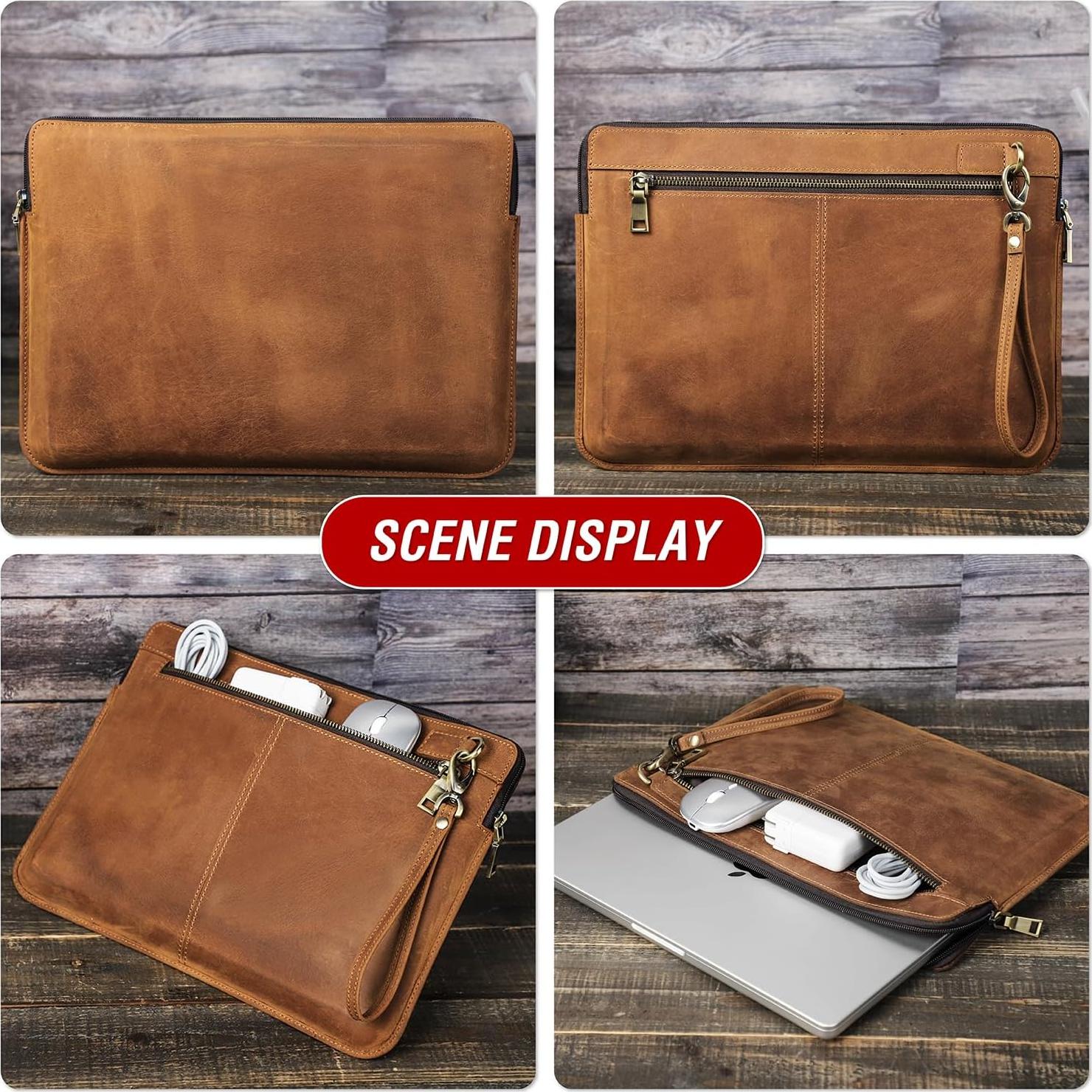 Funda de cuero para laptop 13.3" CataPurus marrón vintage