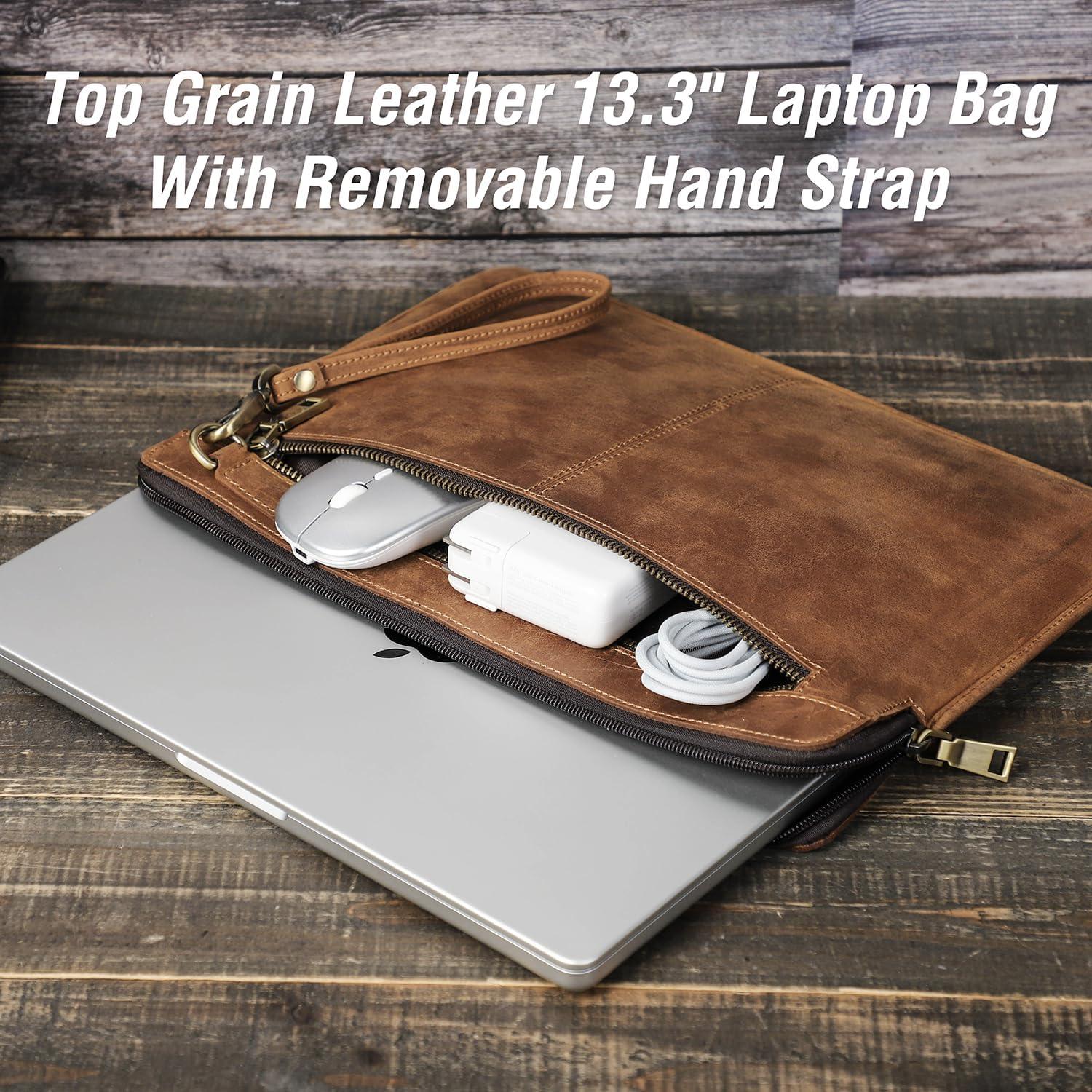 Funda de cuero para laptop 13.3" CataPurus marrón vintage