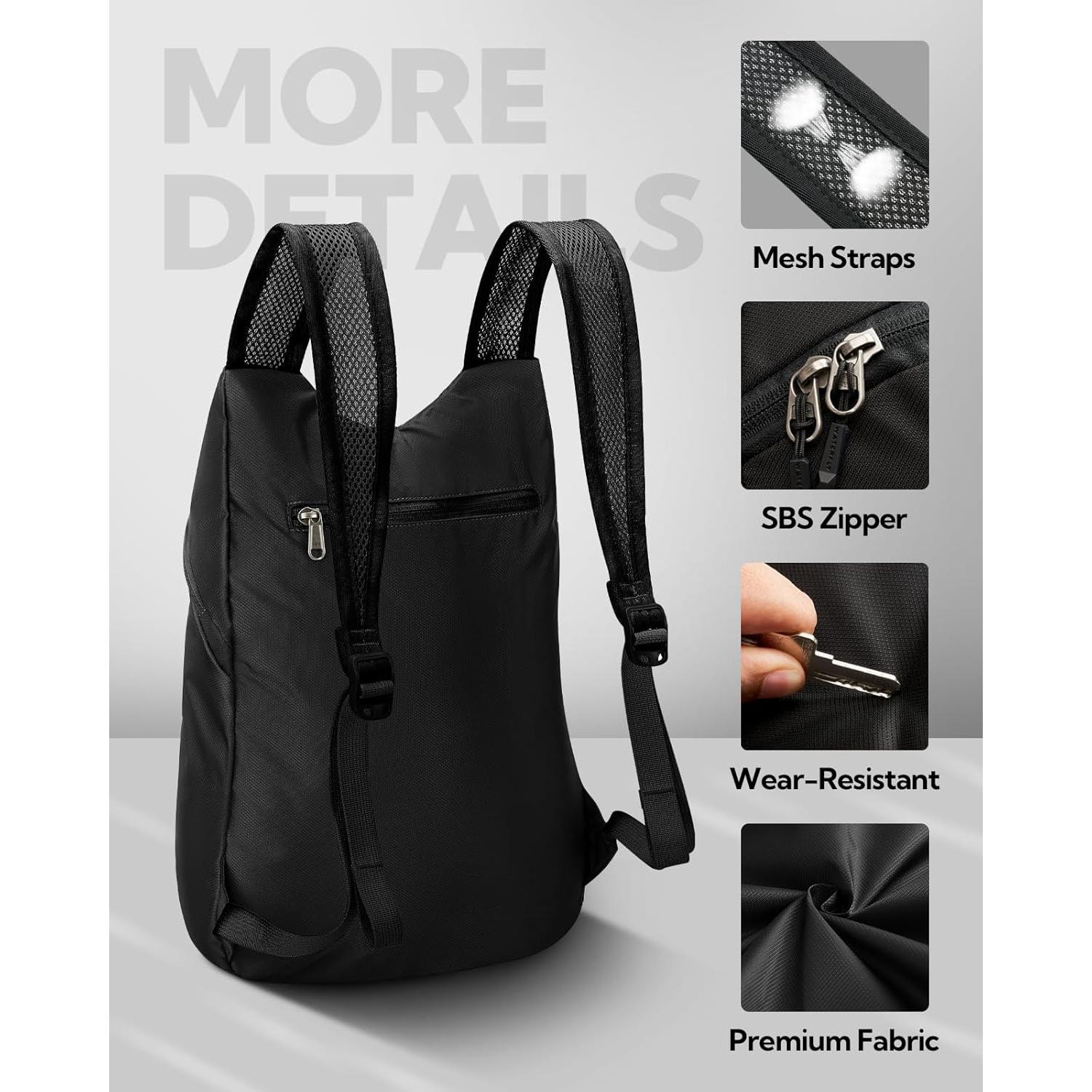 Mochila de Senderismo Plegable WATERFLY 15L Negra