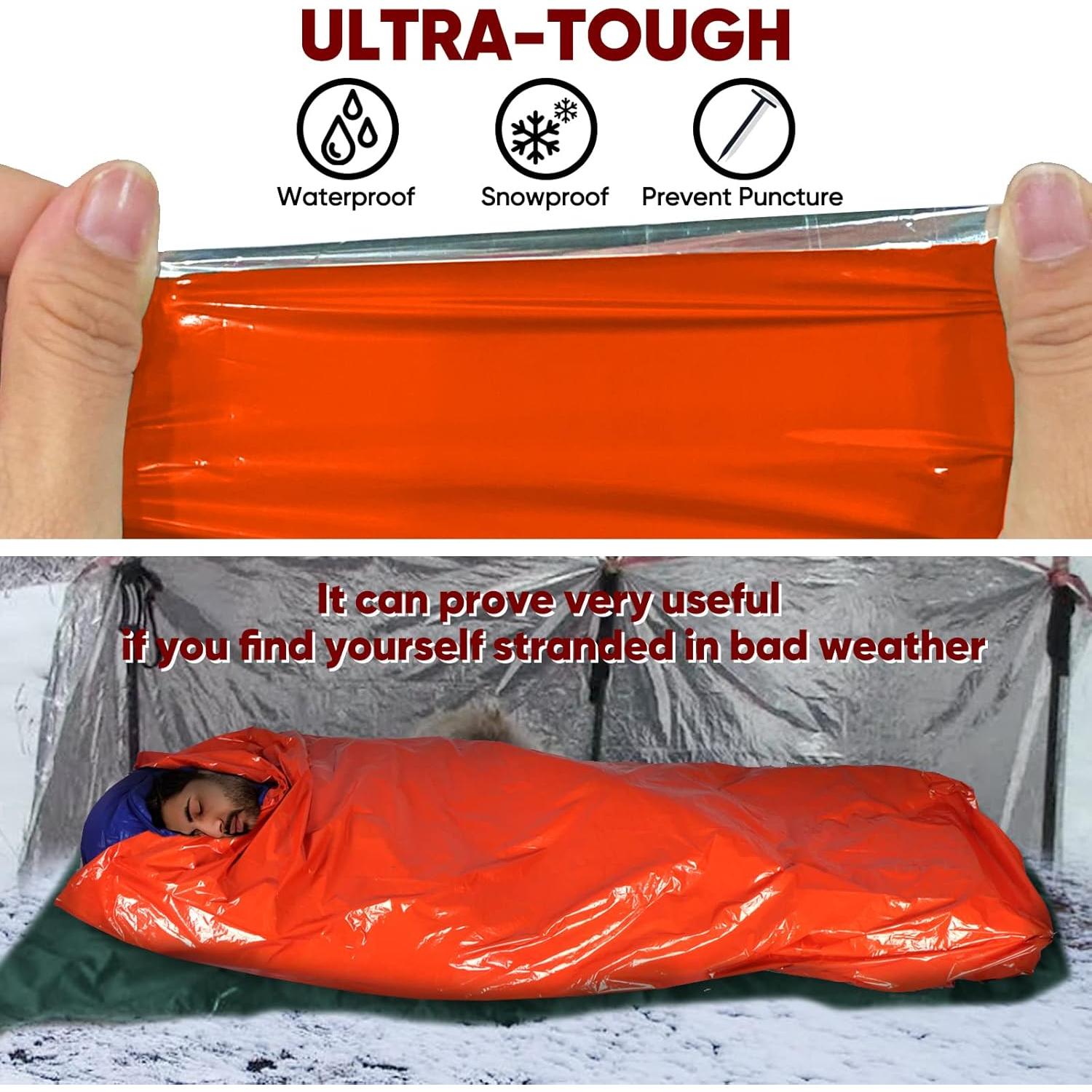 Bolsa de Dormir de Emergencia Anyoo Mylar Impermeable 2 Unidades