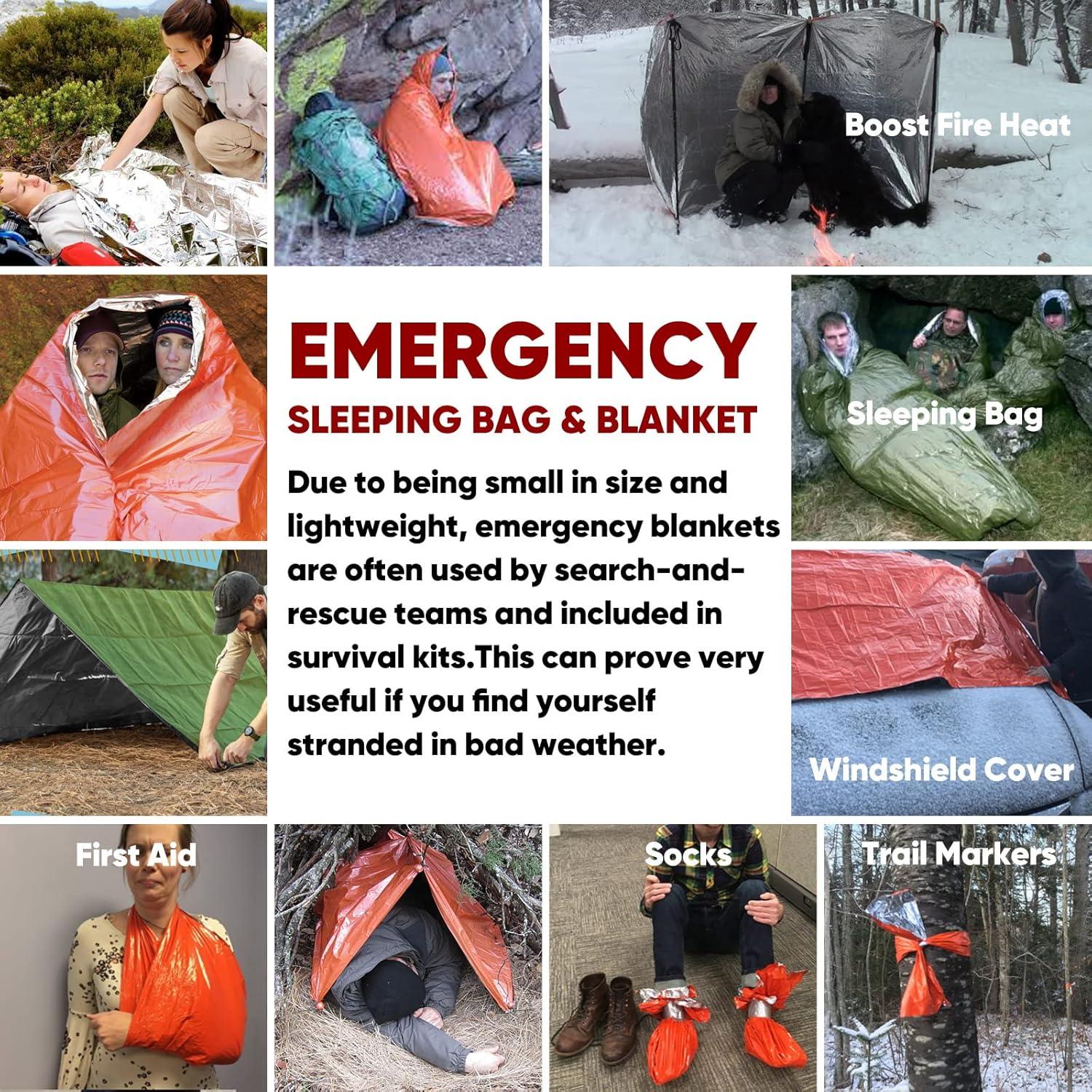 Bolsa de Dormir de Emergencia Anyoo Mylar Impermeable 2 Unidades