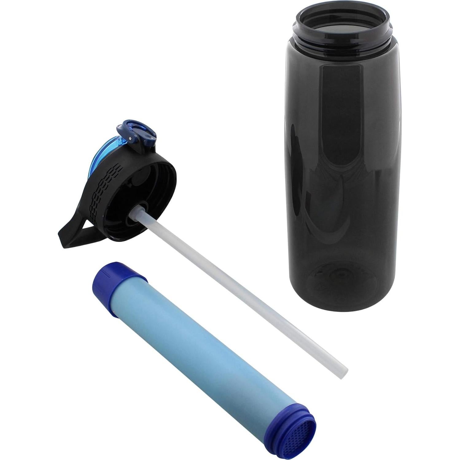 Botella de Filtro de Agua SDS 1500ml Negra para Camping