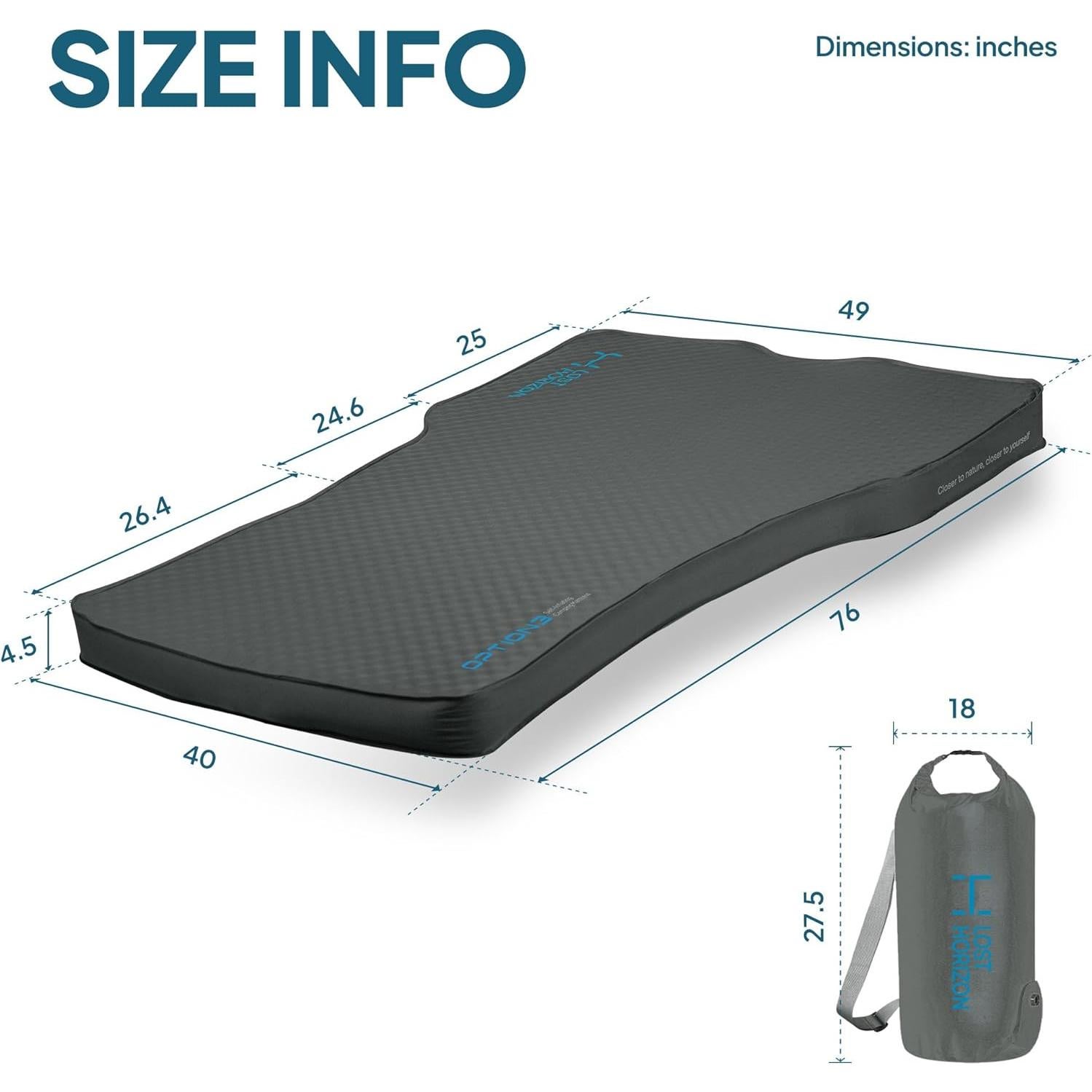 Colchón de Aire Autoinflable LostHorizon Modelo S 10.16 cm