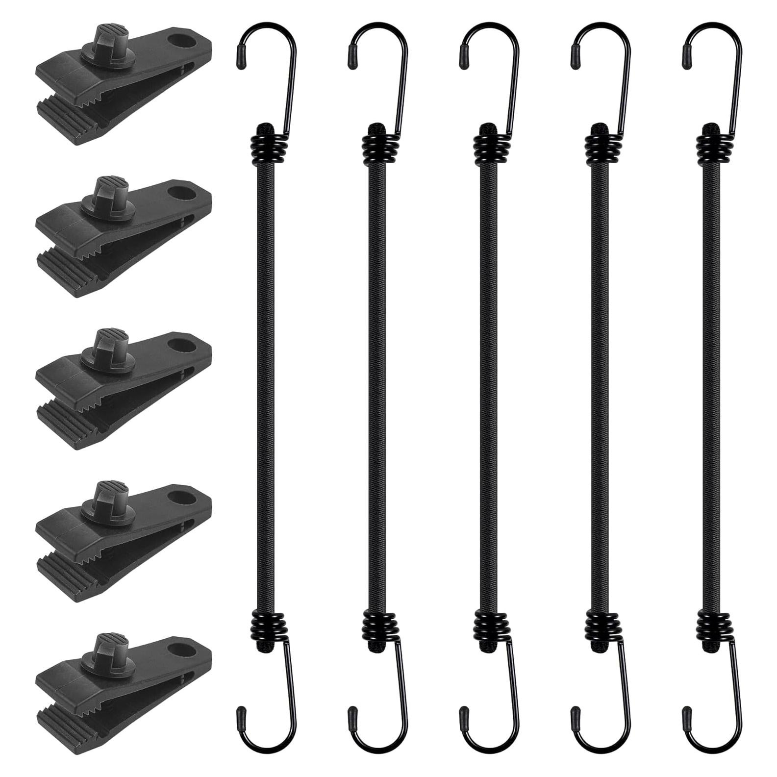 Cuerdas Bungee Vashly 30 cm con Ganchos y Clips para Lona - Paquete de 10
