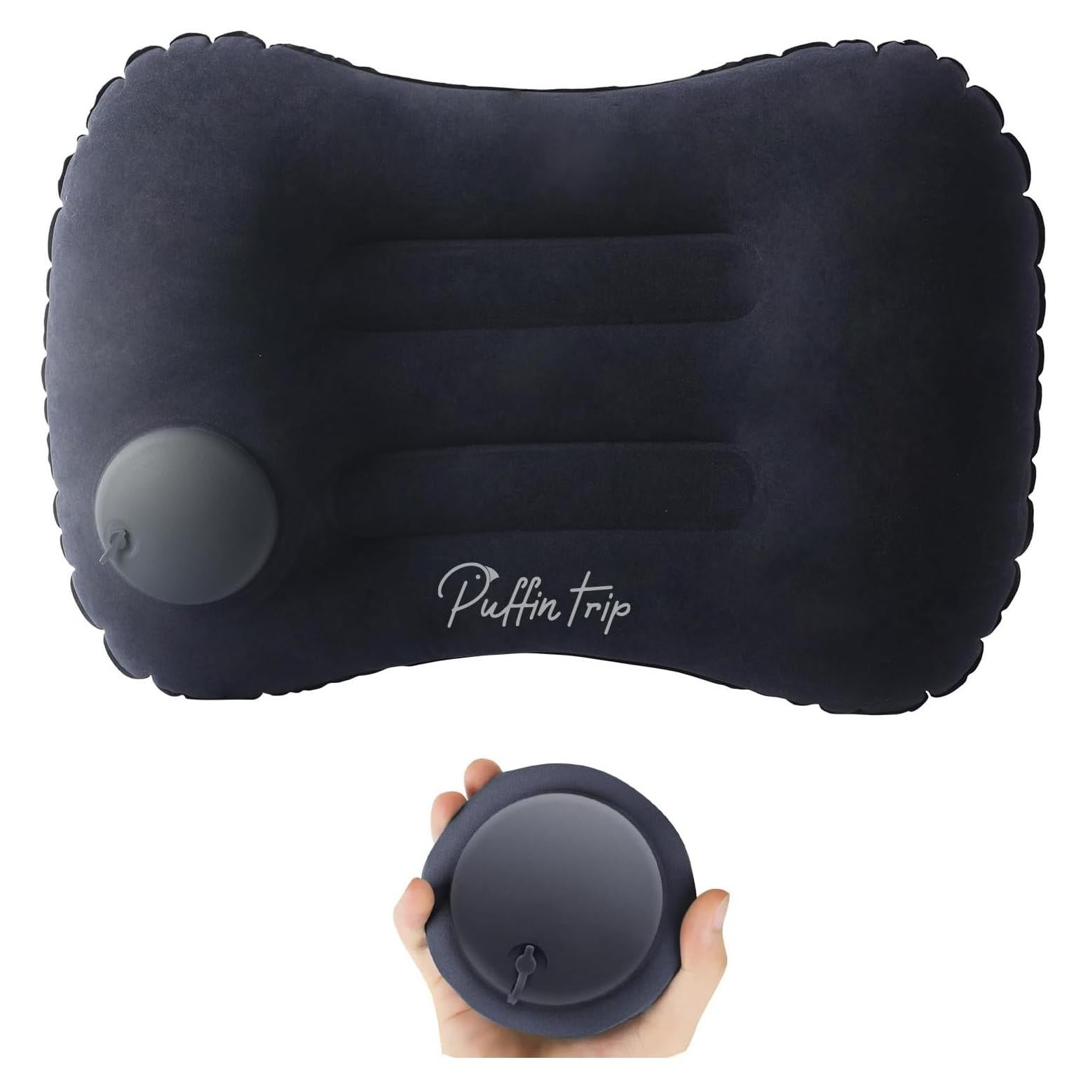 Almohada Inflable de Viaje PUFFIN TRIP Azul Oscuro 43x28cm