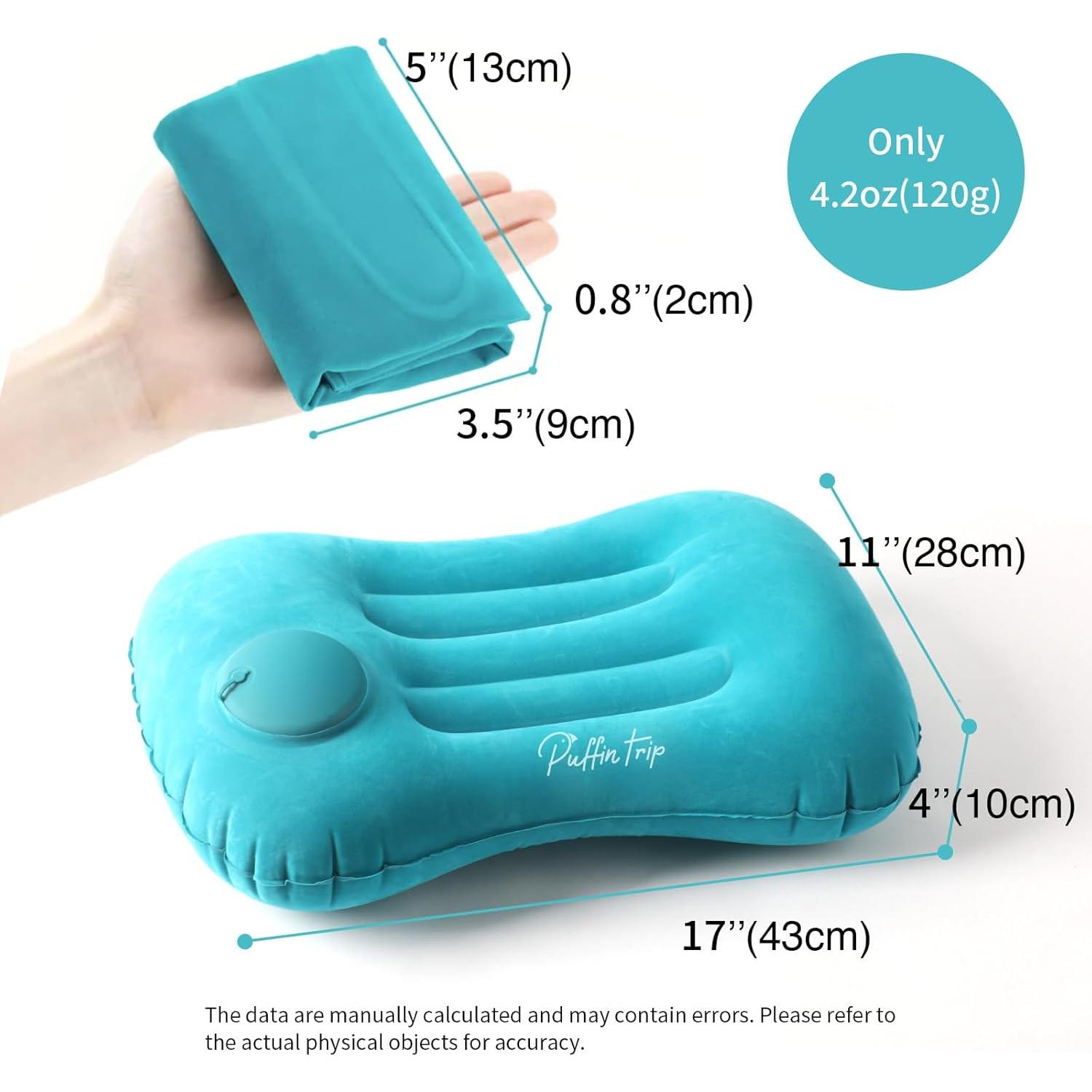 Almohada Inflable de Viaje PUFFIN TRIP Azul Oscuro 43x28cm