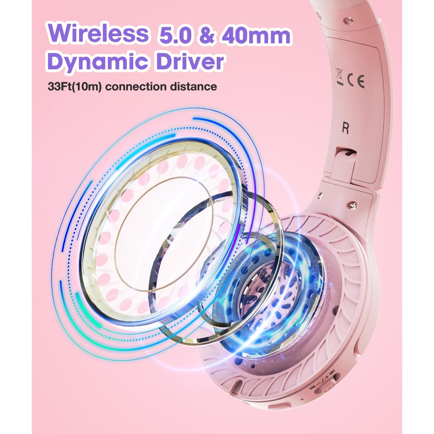 Auriculares Inalámbricos KONNAO para Niños Rosa 60H 85dB