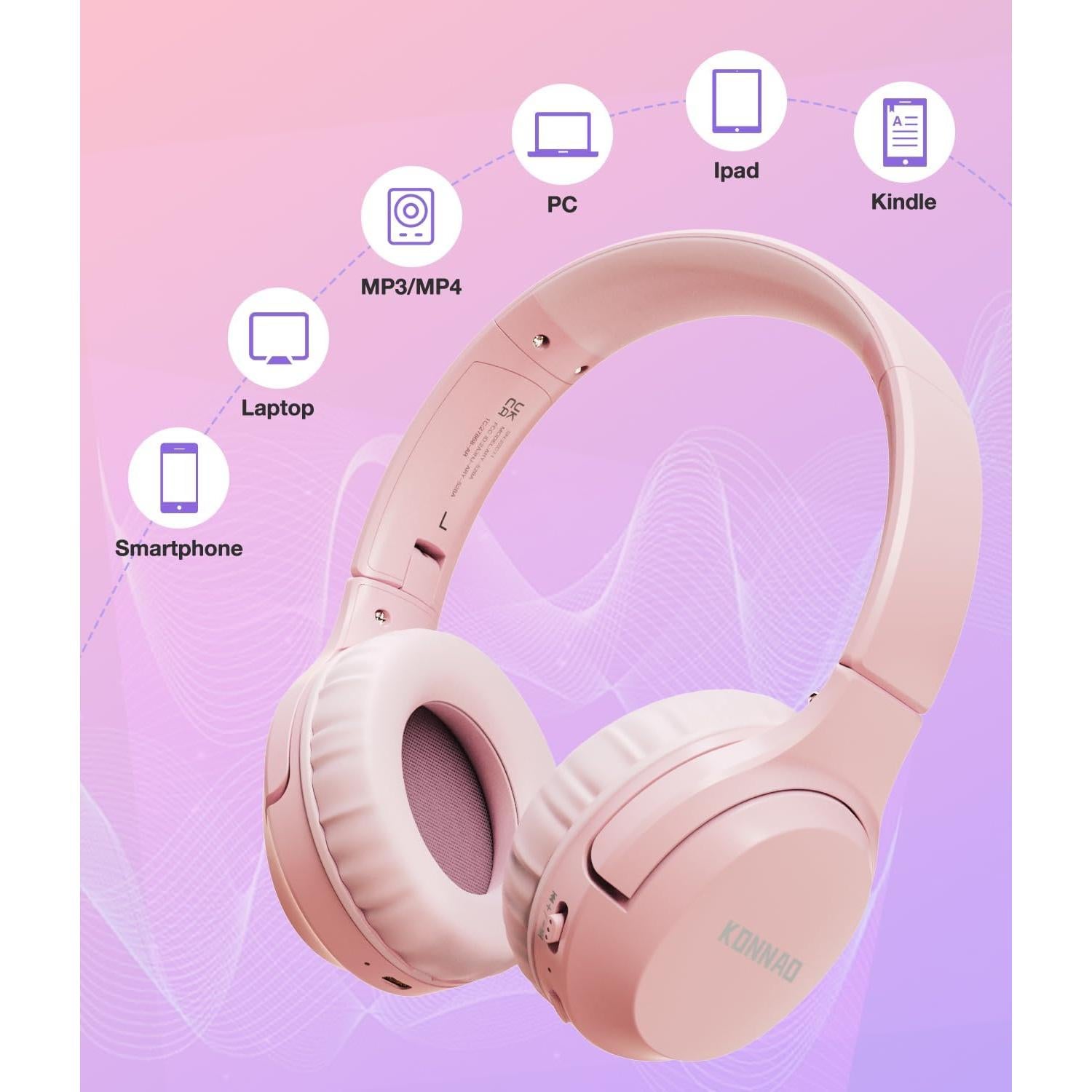 Auriculares Inalámbricos KONNAO para Niños Rosa 60H 85dB