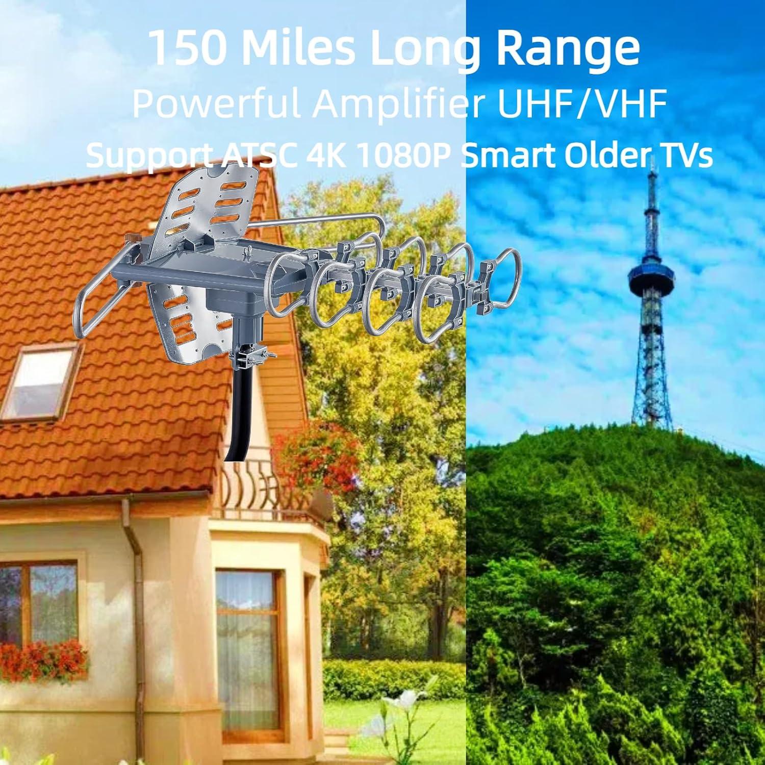 Antena de TV Exterior Amplificada Genérico BG2608 4K 1080P