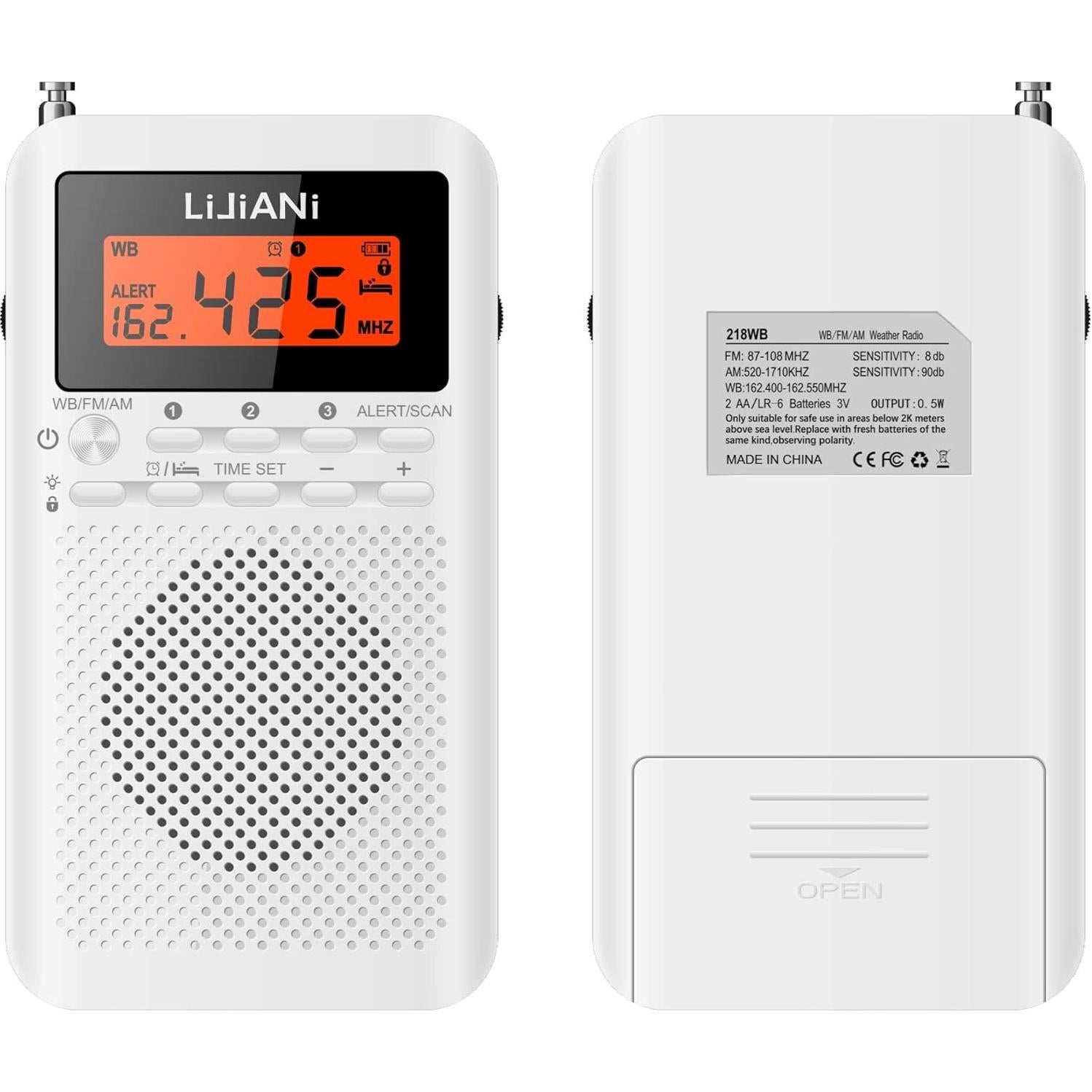 Radio Meteorológica NOAA Portátil LIJIANI RD218wb 119g