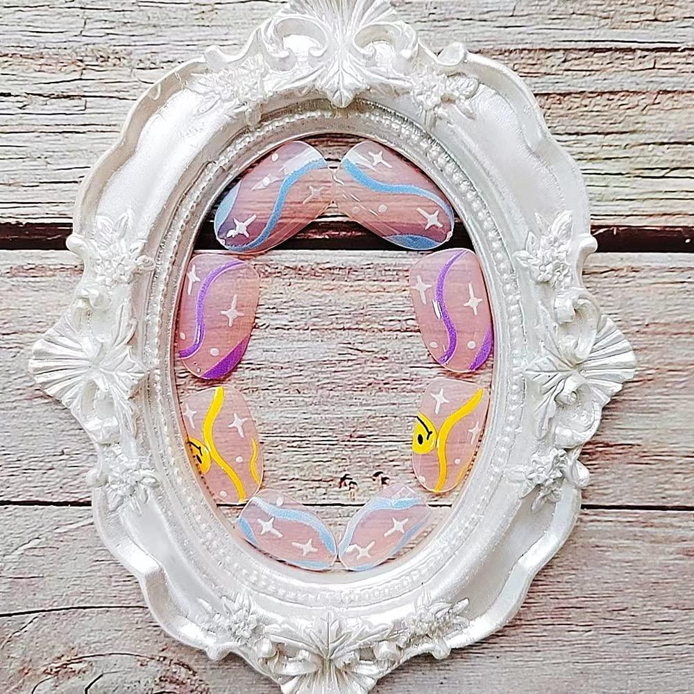 24 Uñas Postizas Francesas Teilihai Ovaladas Coloridas