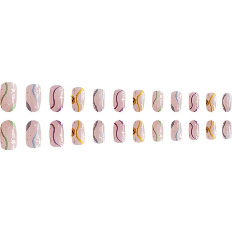 24 Uñas Postizas Francesas Teilihai Ovaladas Coloridas