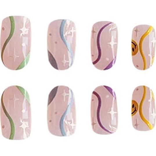 24 Uñas Postizas Francesas Teilihai Ovaladas Coloridas