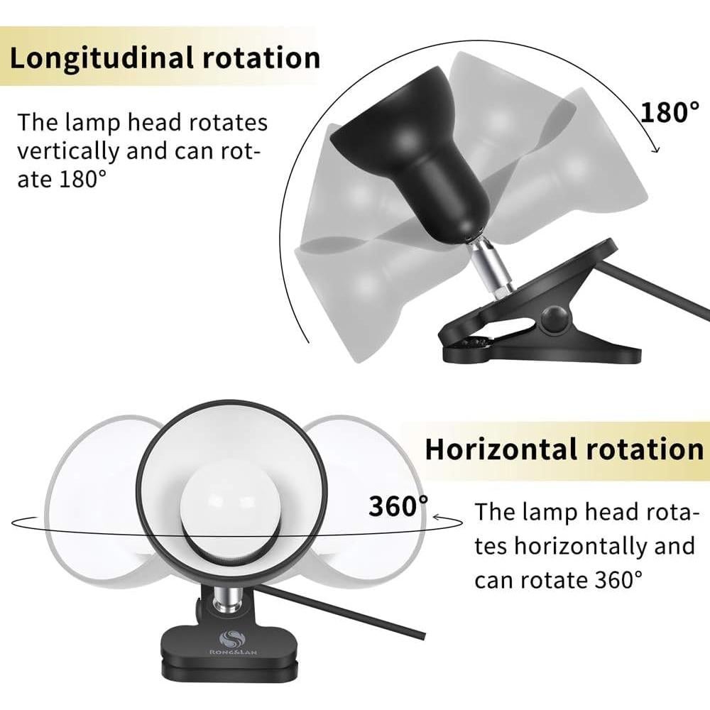 Lámpara de Clip Rong&LAN LED 30W Ajustable 360° Negro