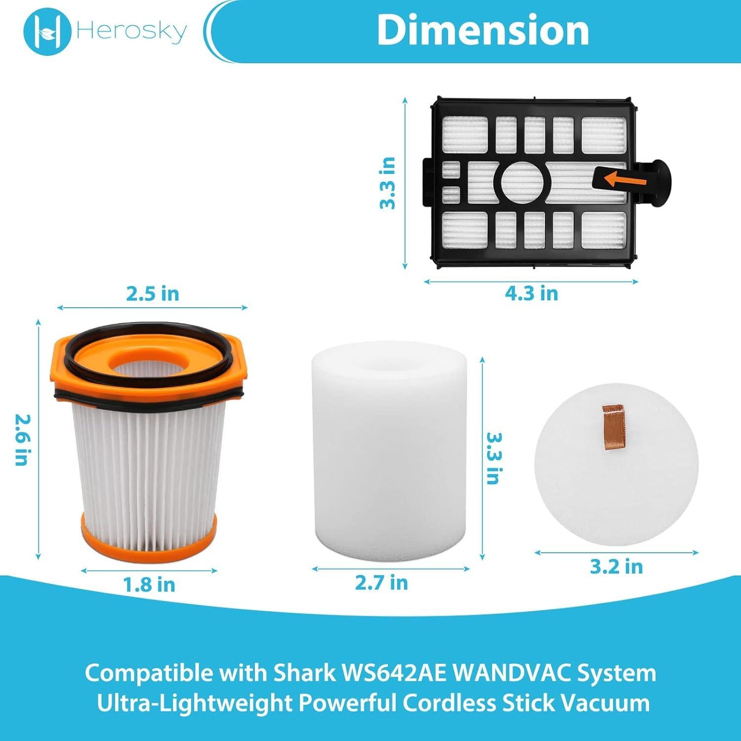 Kit de Filtros WS642AE Herosky para Aspiradora Shark Wandvac