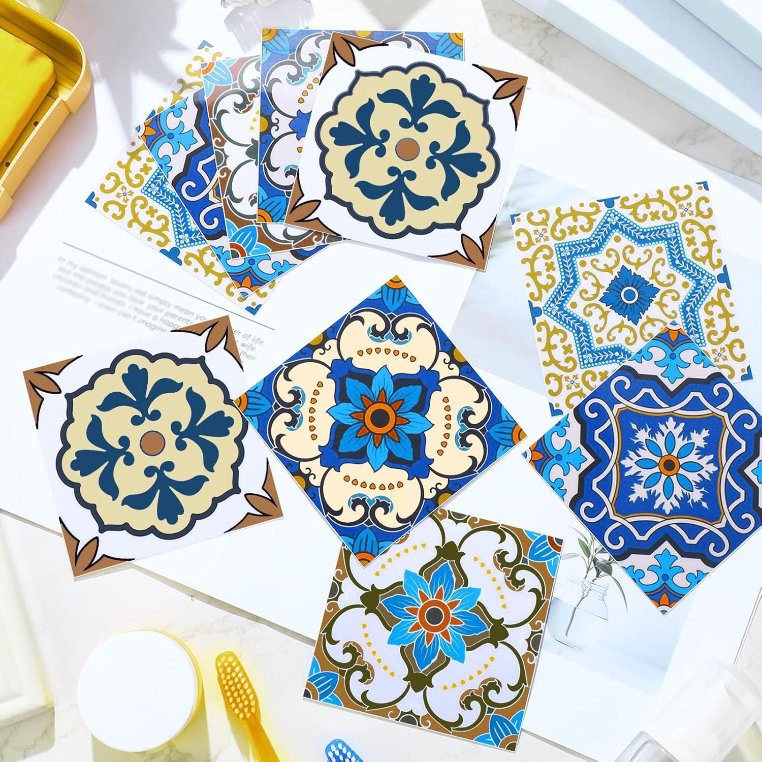 Azulejos Talavera Adhesivos PVC 60 Piezas 10x10 cm Honoson