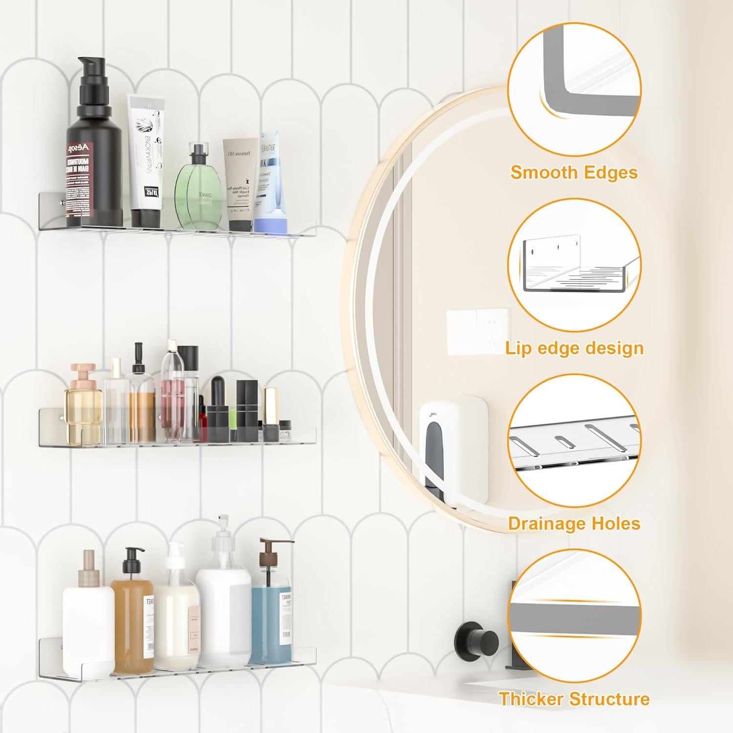 Juego de 2 estantes flotantes Lazyrosy 38.1x10.2 cm transparentes