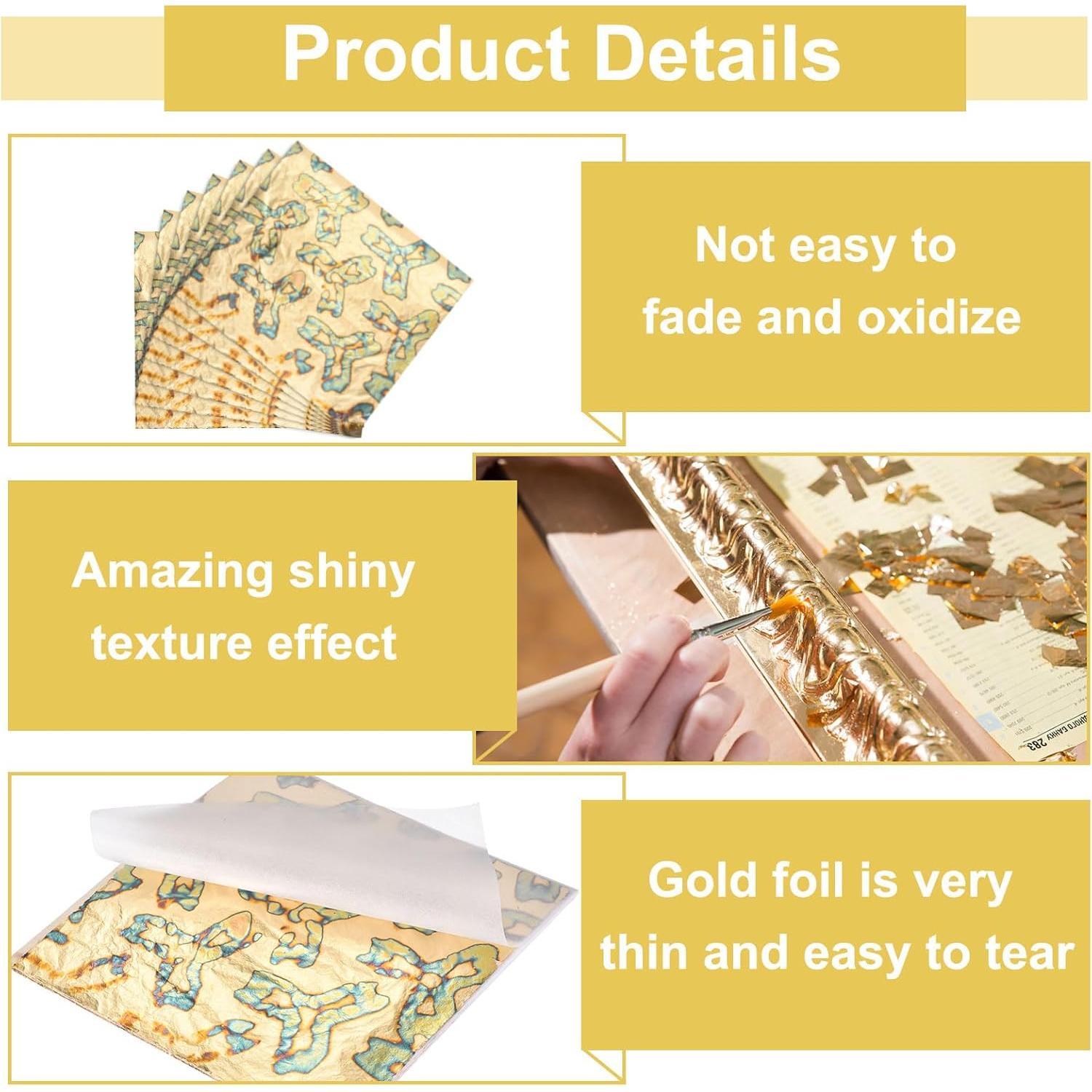 Hojas de Oro Imitación MECCANIXITY 50 Pcs 14x14cm Decoración
