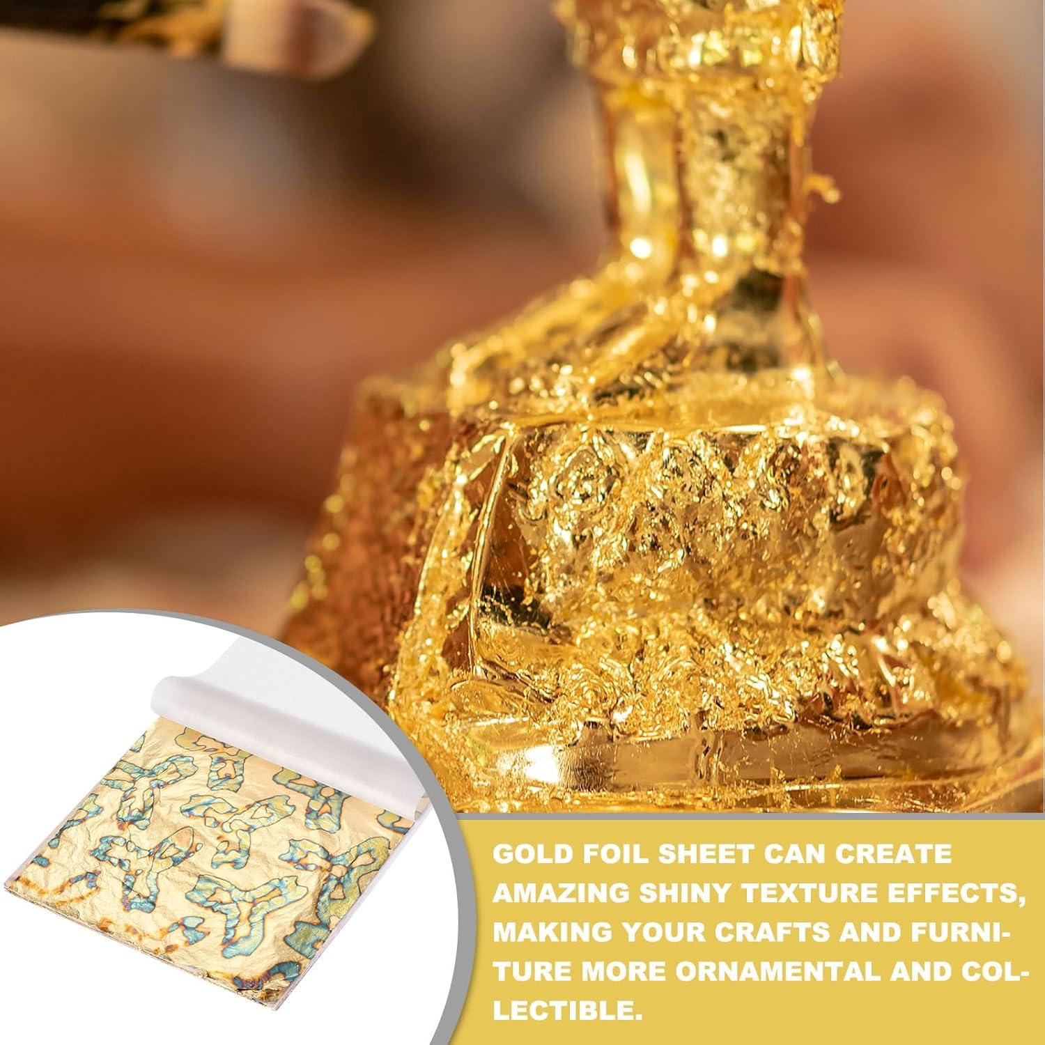 Hojas de Oro Imitación MECCANIXITY 50 Pcs 14x14cm Decoración