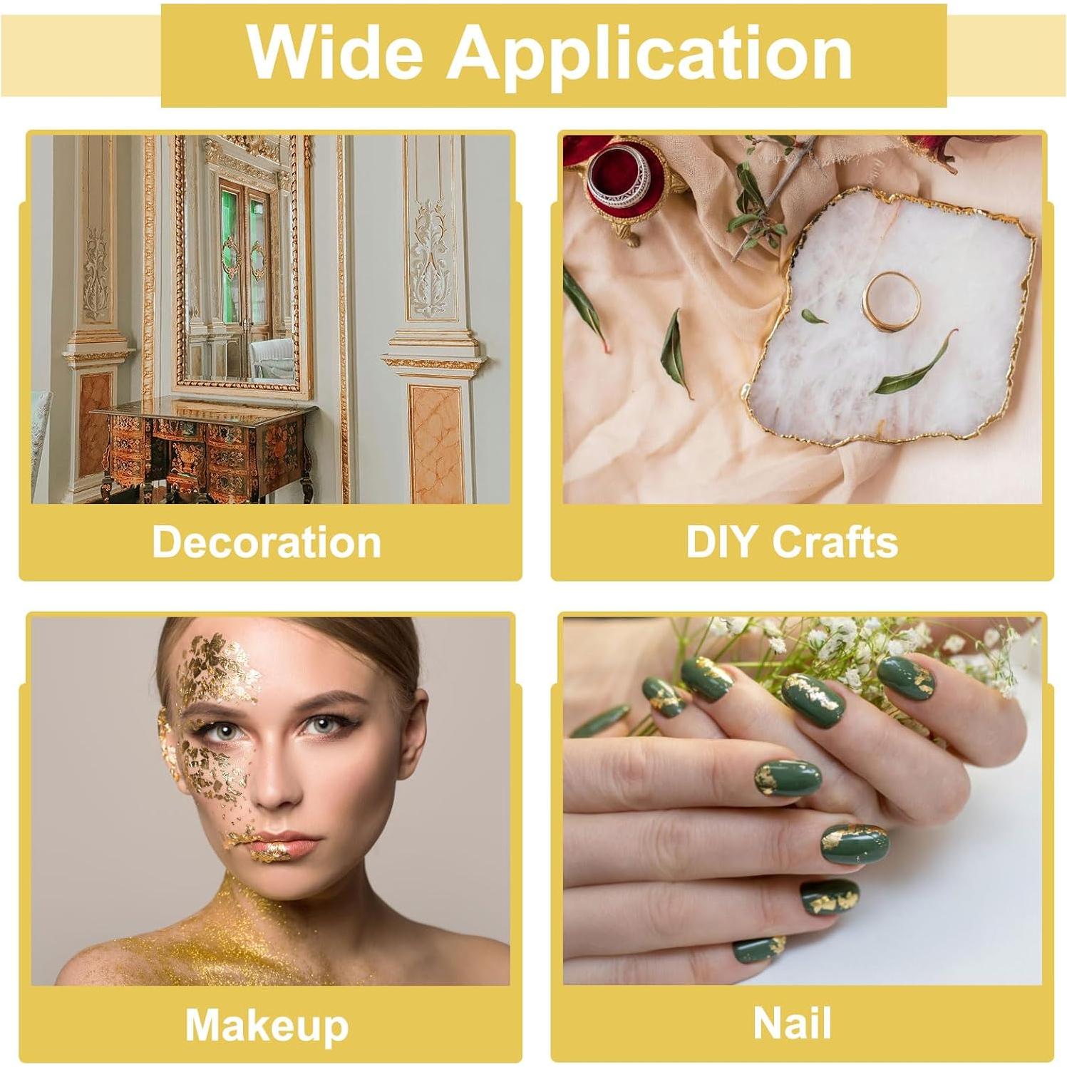 Hojas de Oro Imitación MECCANIXITY 50 Pcs 14x14cm Decoración