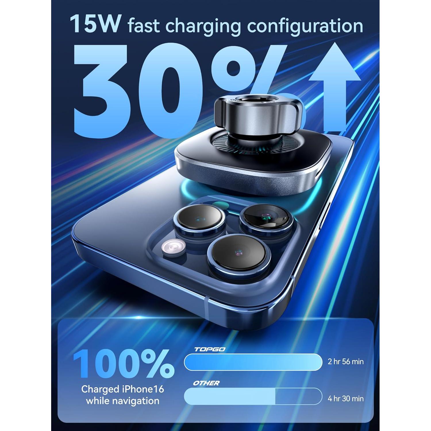 Soporte para teléfono en taza TOPGO con cargador inalámbrico 15W