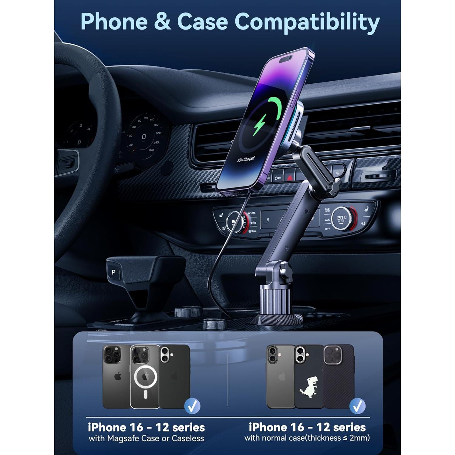 Soporte para teléfono en taza TOPGO con cargador inalámbrico 15W