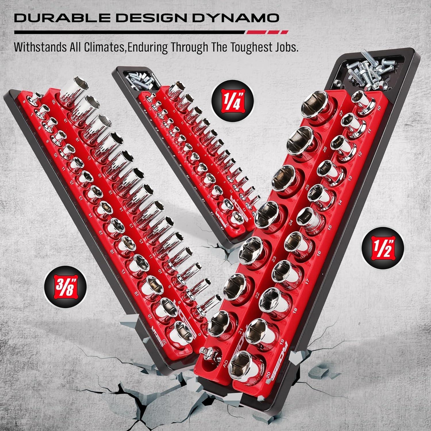Organizador Magnético de Enchufes SEDY 6 Piezas 1/4 3/8 1/2 Drive